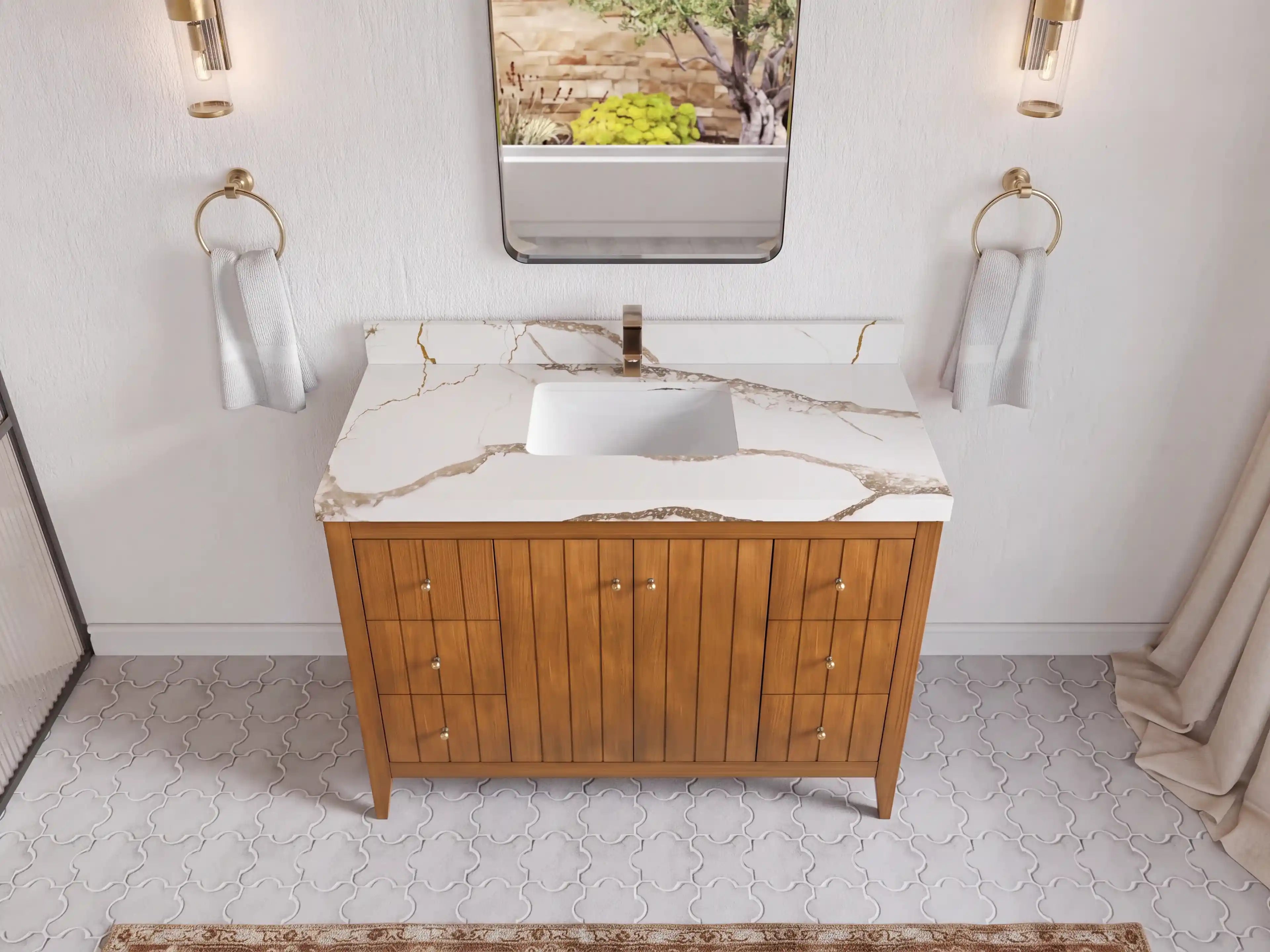 Atlanta Teak Wood 48 in. W x 22 in. D Single Sink Bathroom Vanity
