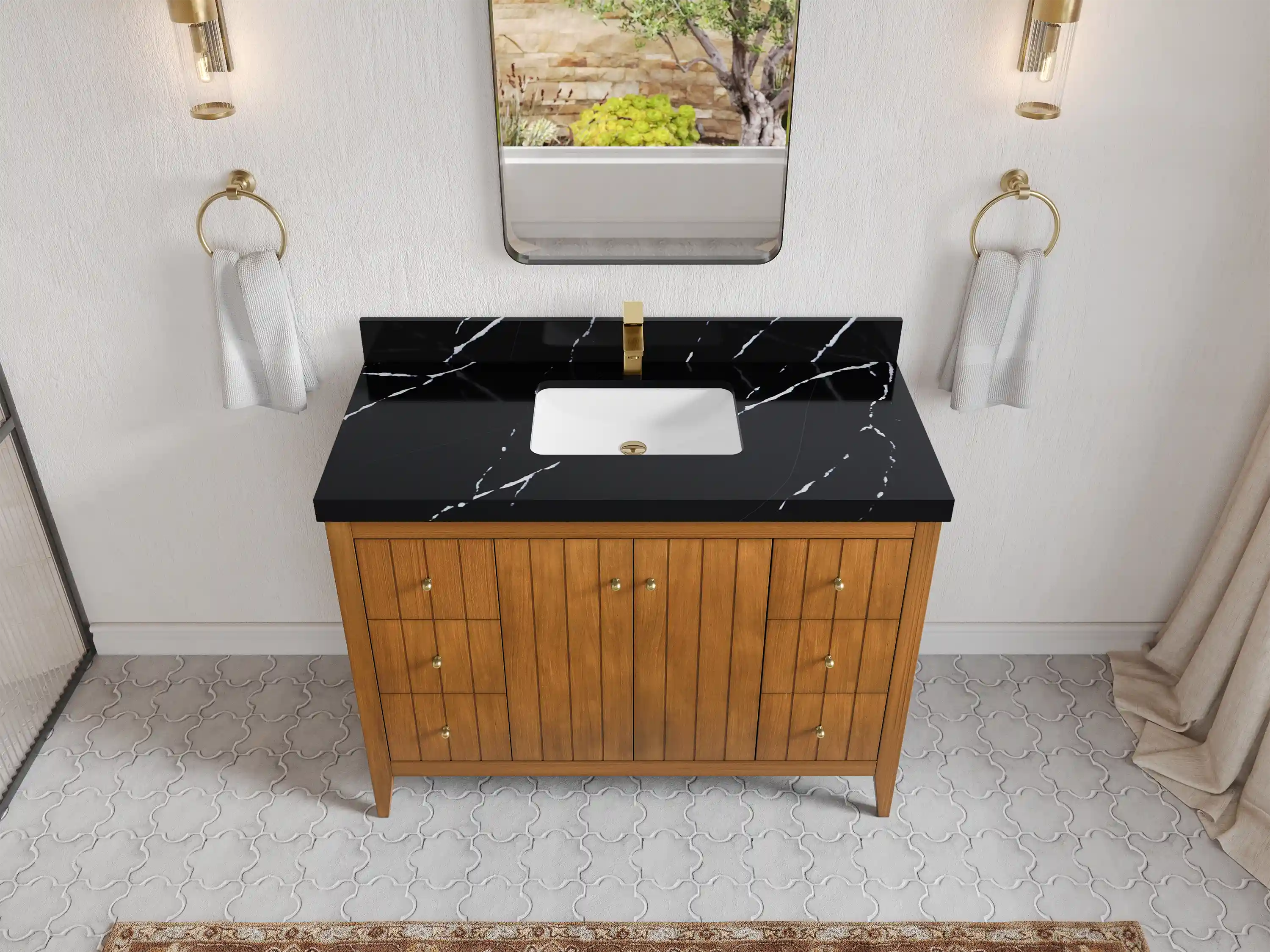 Atlanta Teak Wood 48 in. W x 22 in. D Single Sink Bathroom Vanity