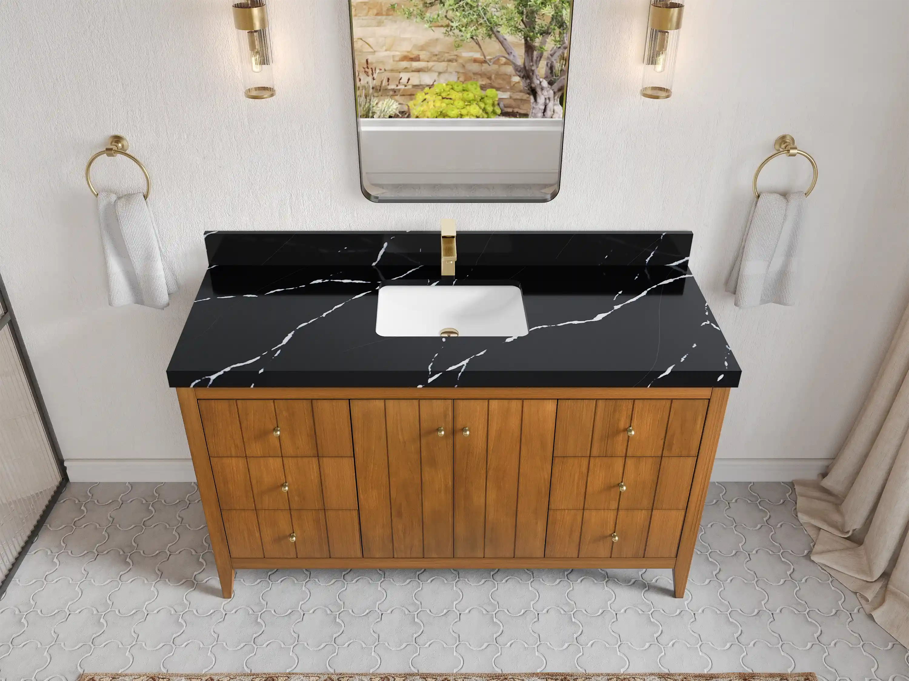Atlanta Teak Wood 60 in. W x 22 in. D Single Sink Bathroom Vanity