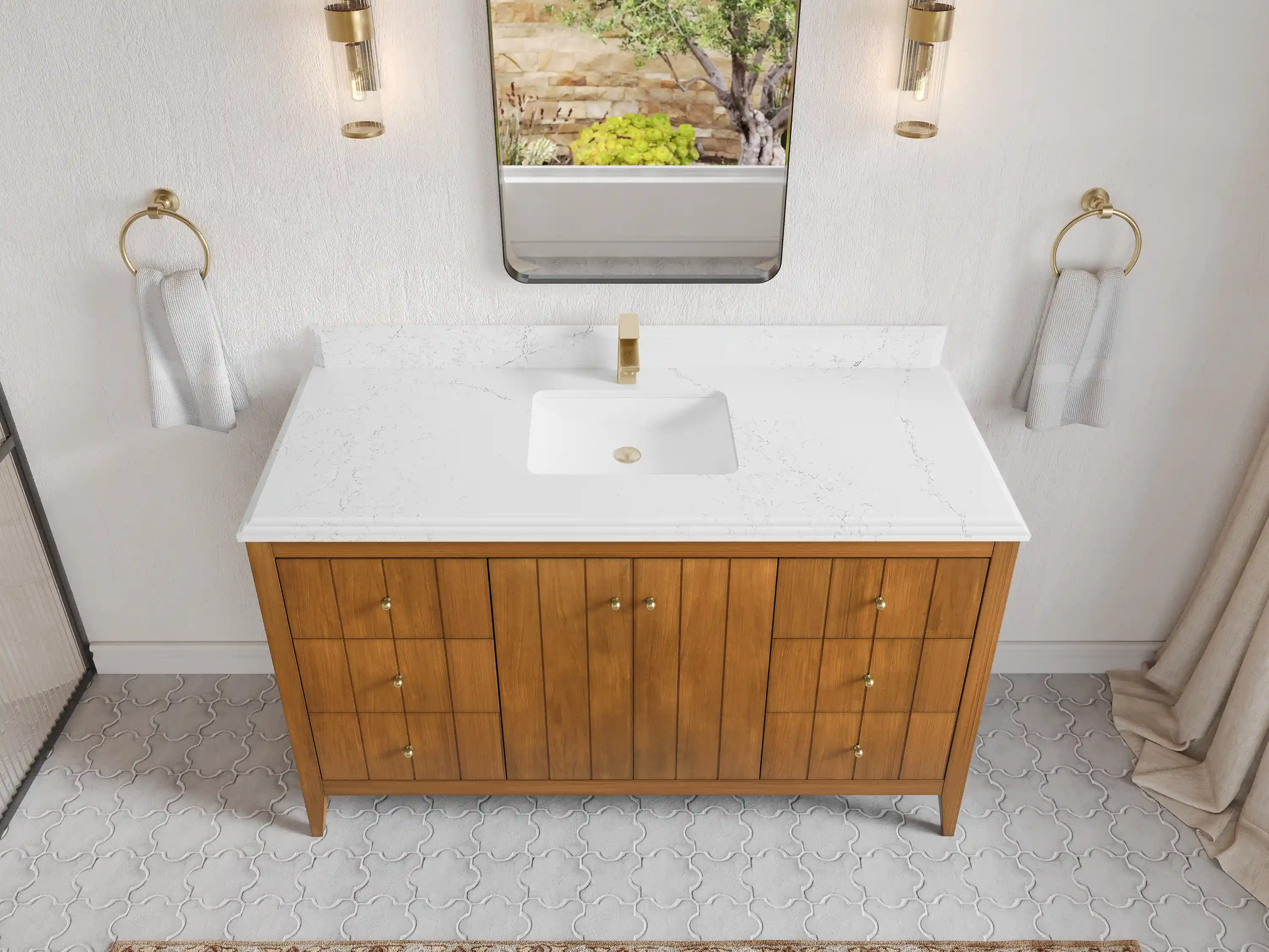 Atlanta Teak Wood 60 in. W x 22 in. D Single Sink Bathroom Vanity