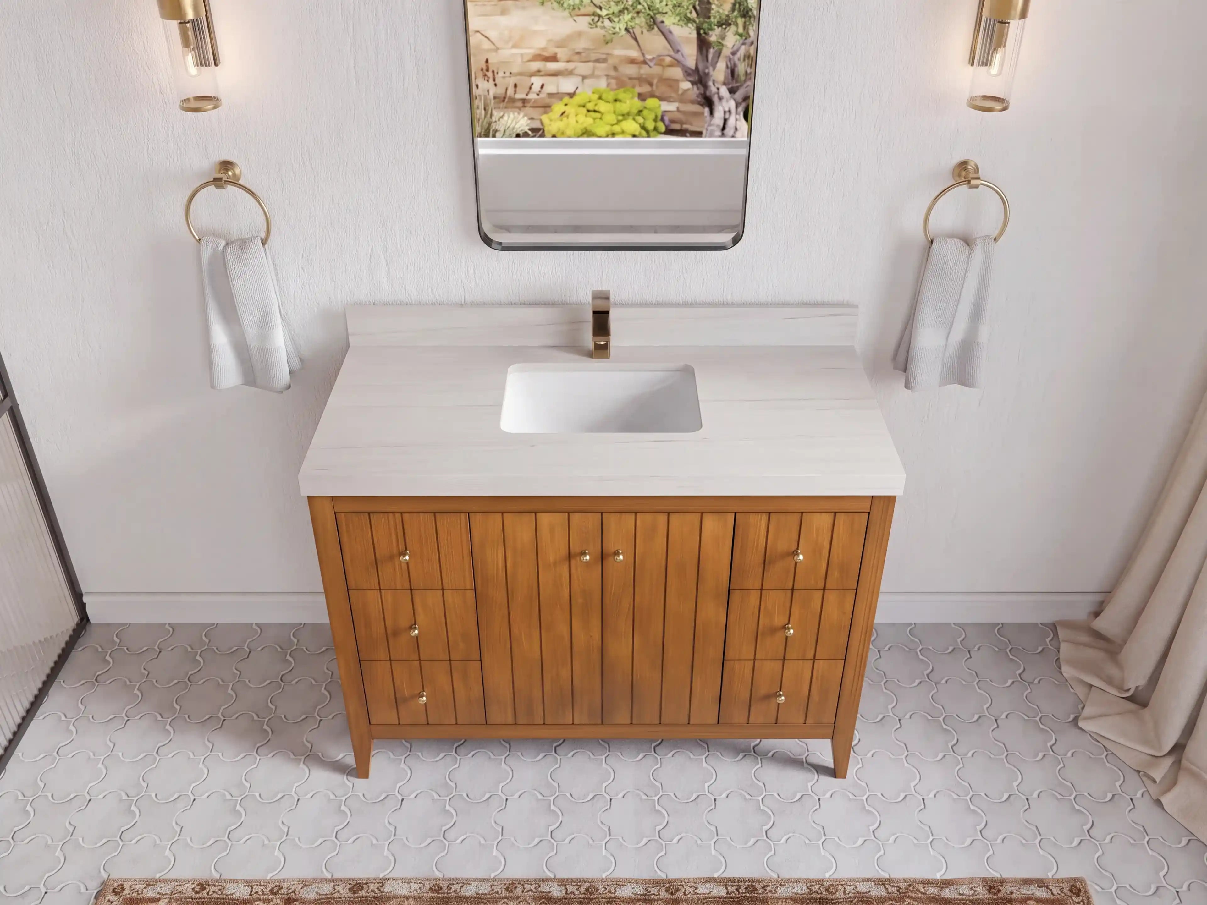 Atlanta Teak Wood 48 in. W x 22 in. D Single Sink Bathroom Vanity