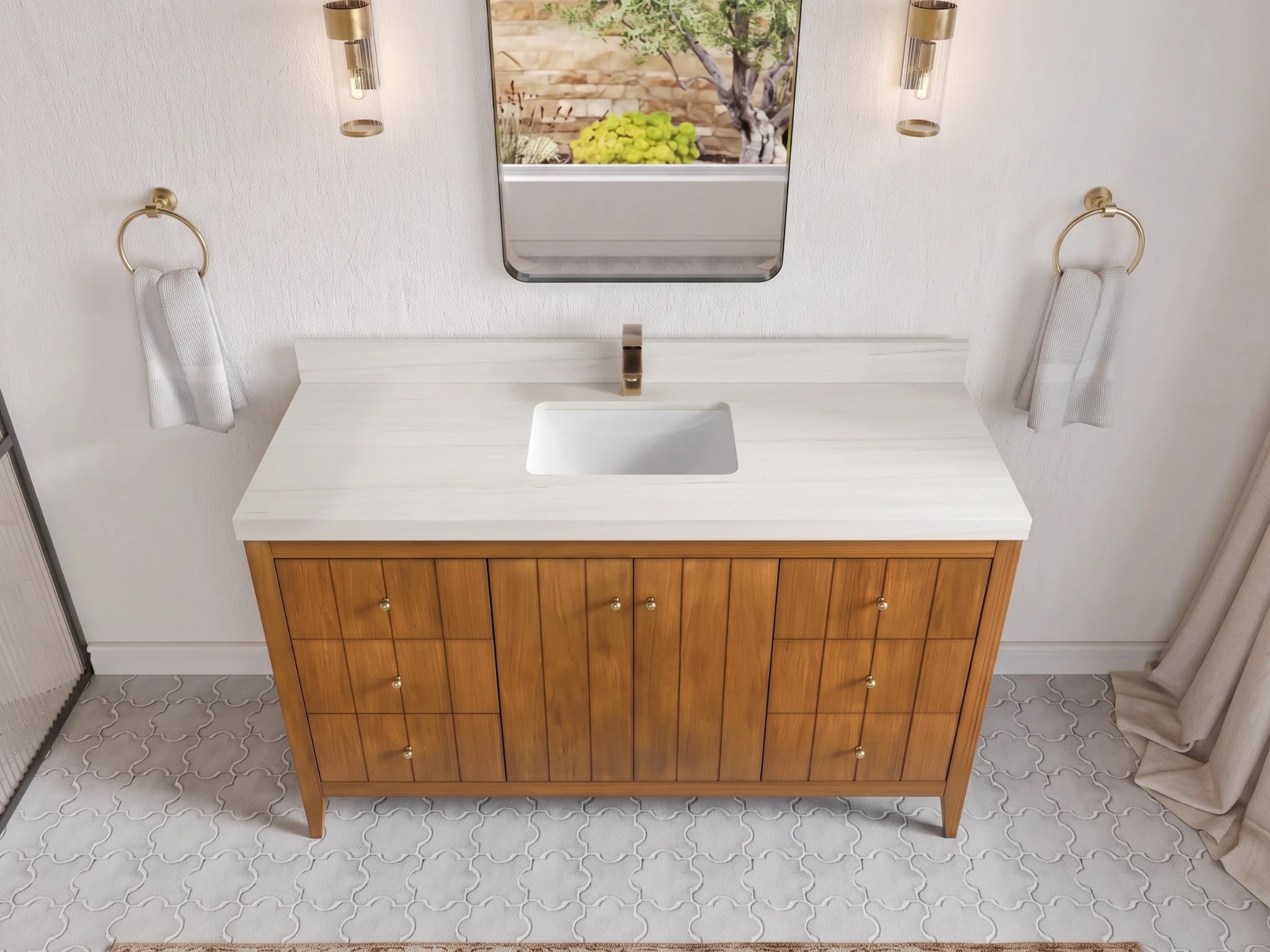 Atlanta Teak Wood 60 in. W x 22 in. D Single Sink Bathroom Vanity