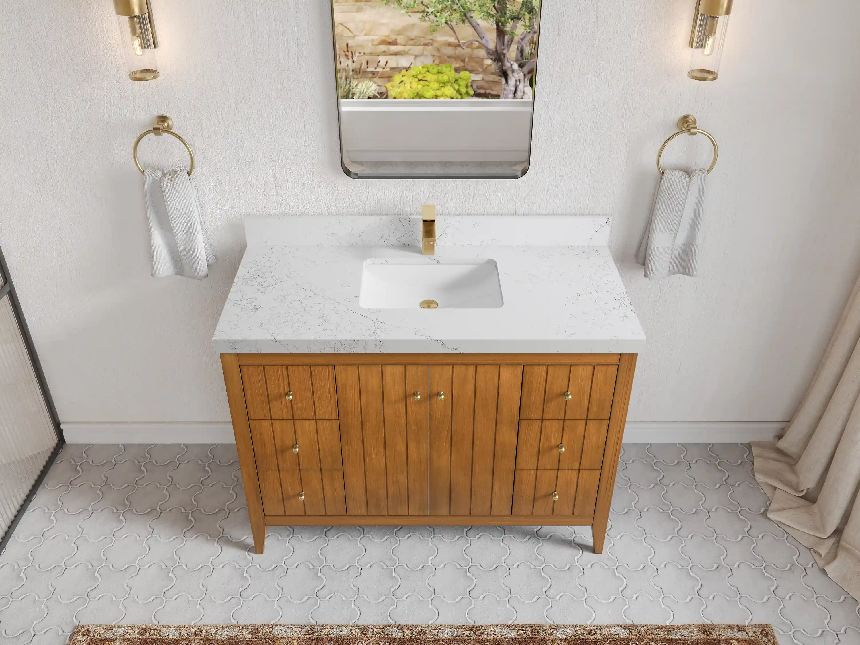 Atlanta Teak Wood 48 in. W x 22 in. D Single Sink Bathroom Vanity