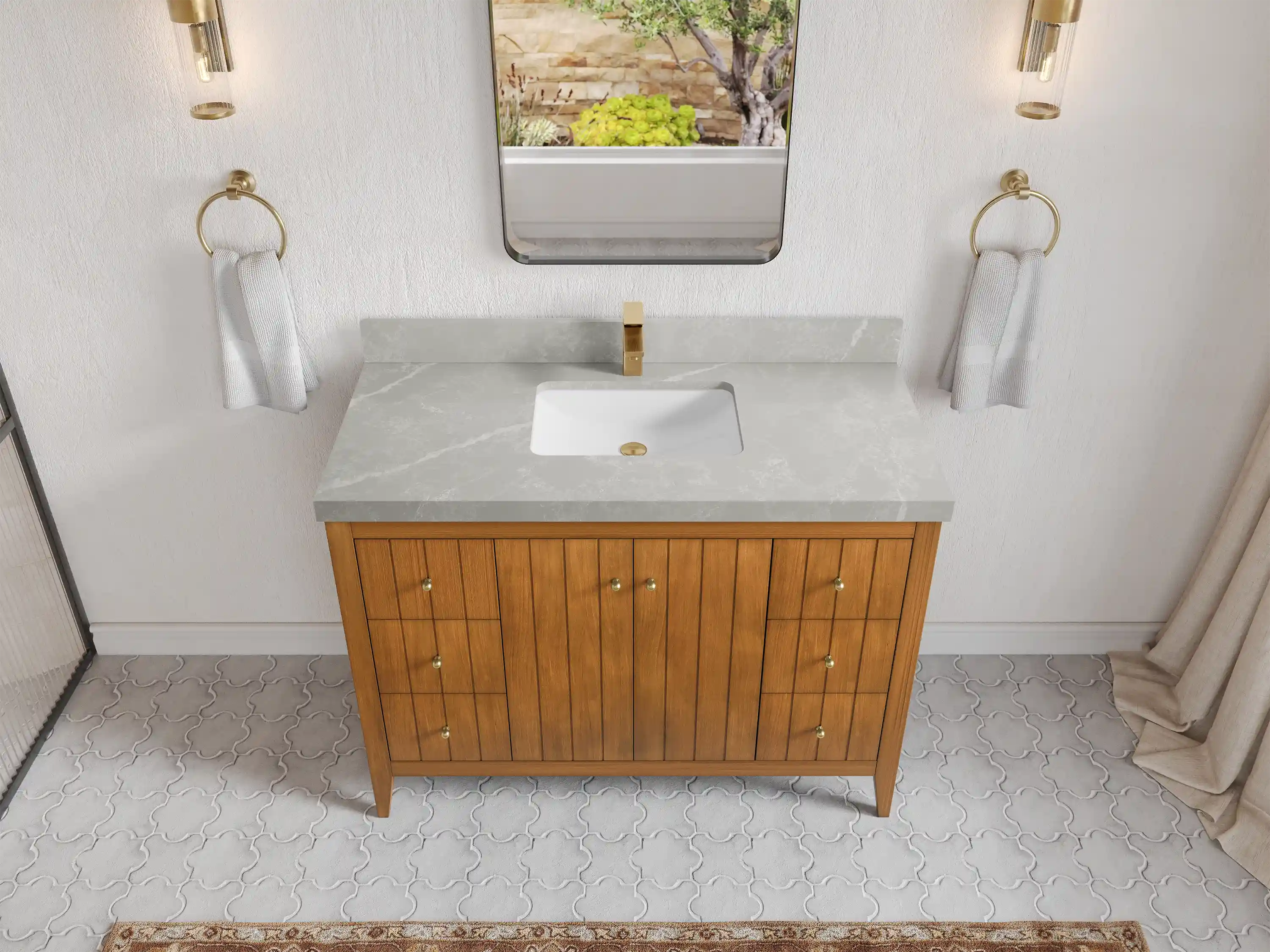 Atlanta Teak Wood 48 in. W x 22 in. D Single Sink Bathroom Vanity