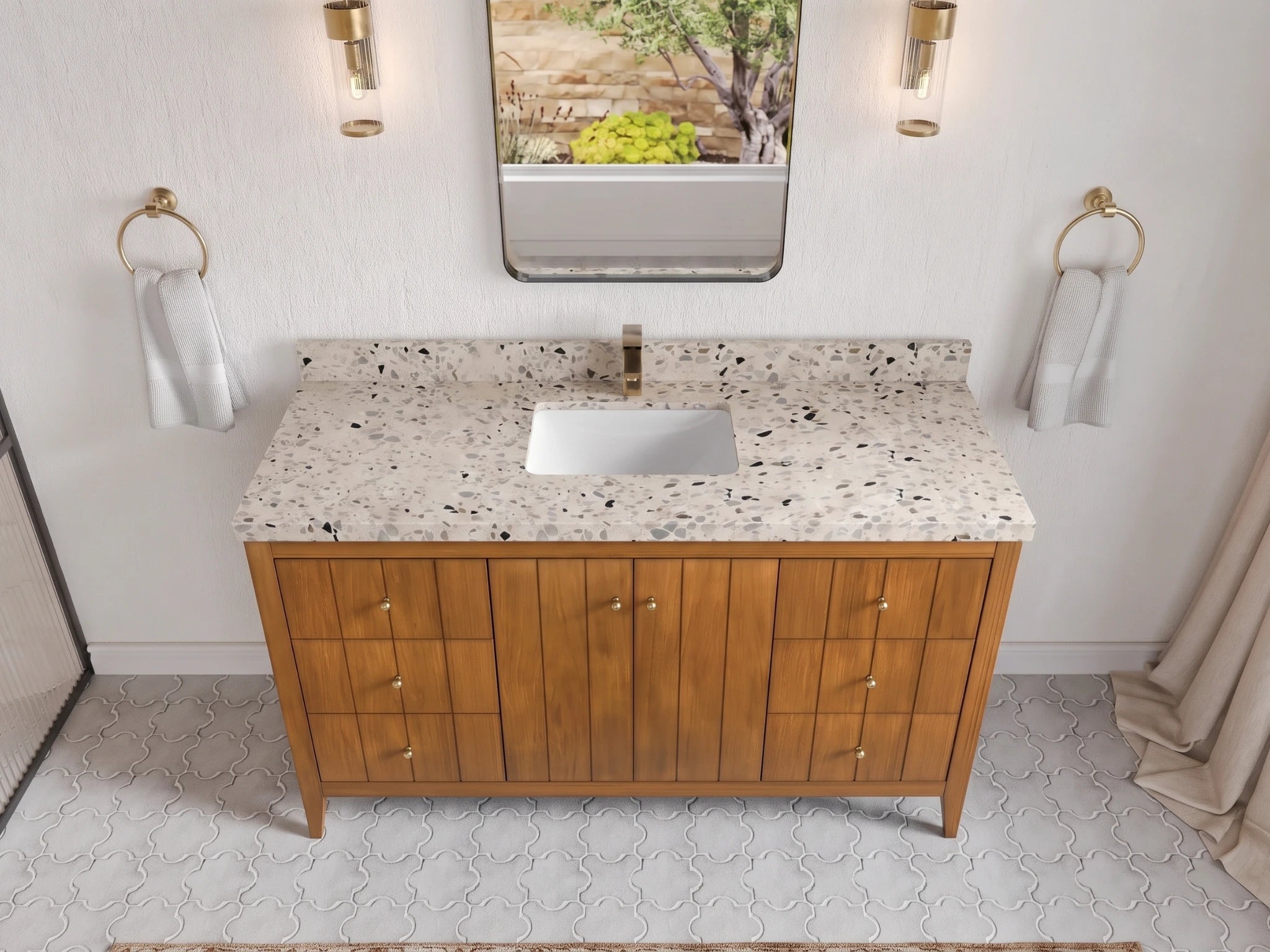 Atlanta Teak Wood 60 in. W x 22 in. D Single Sink Bathroom Vanity