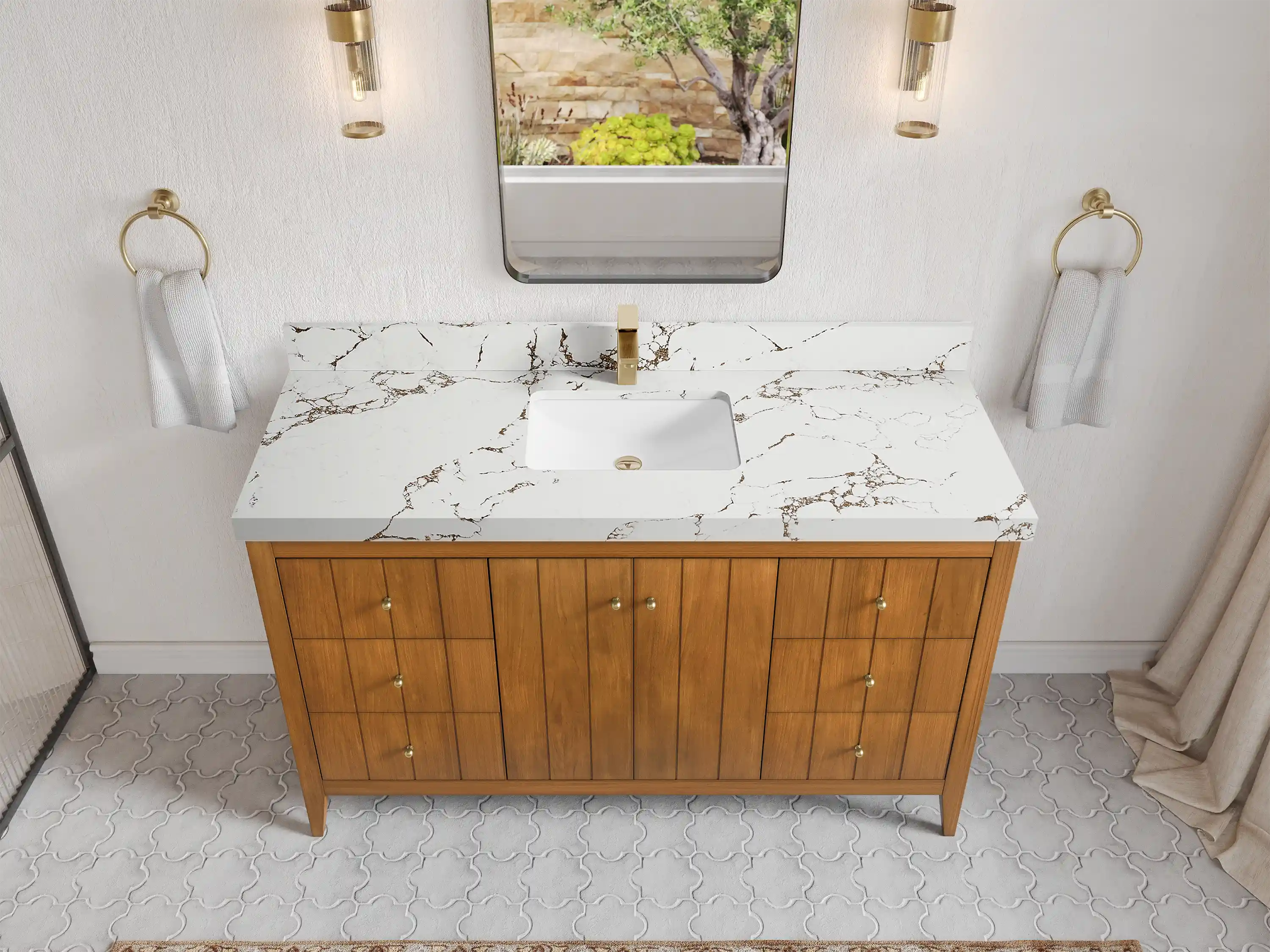 Atlanta Teak Wood 60 in. W x 22 in. D Single Sink Bathroom Vanity