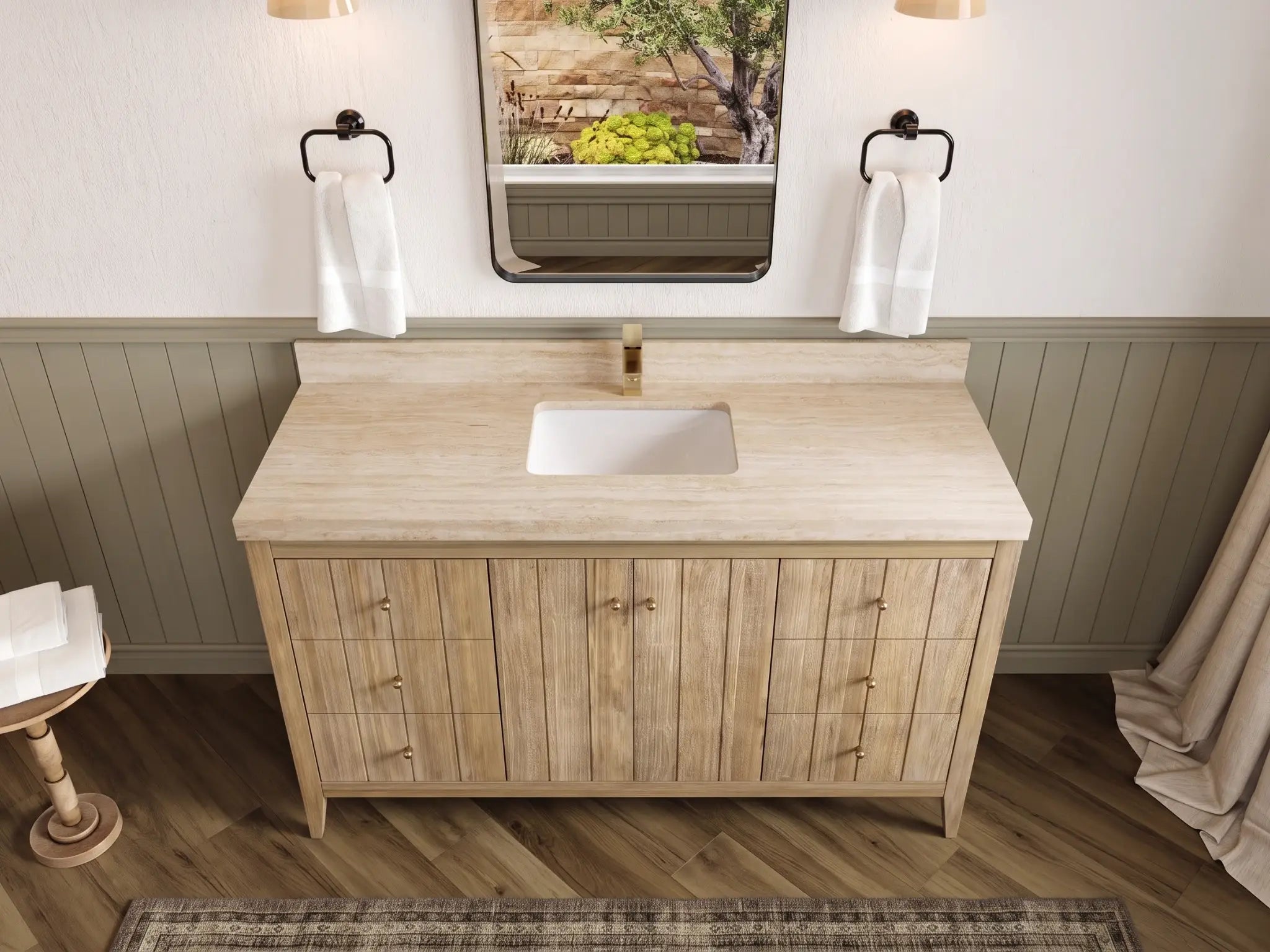 Atlanta Teak Wood 60 in. W x 22 in. D Single Sink Bathroom Vanity