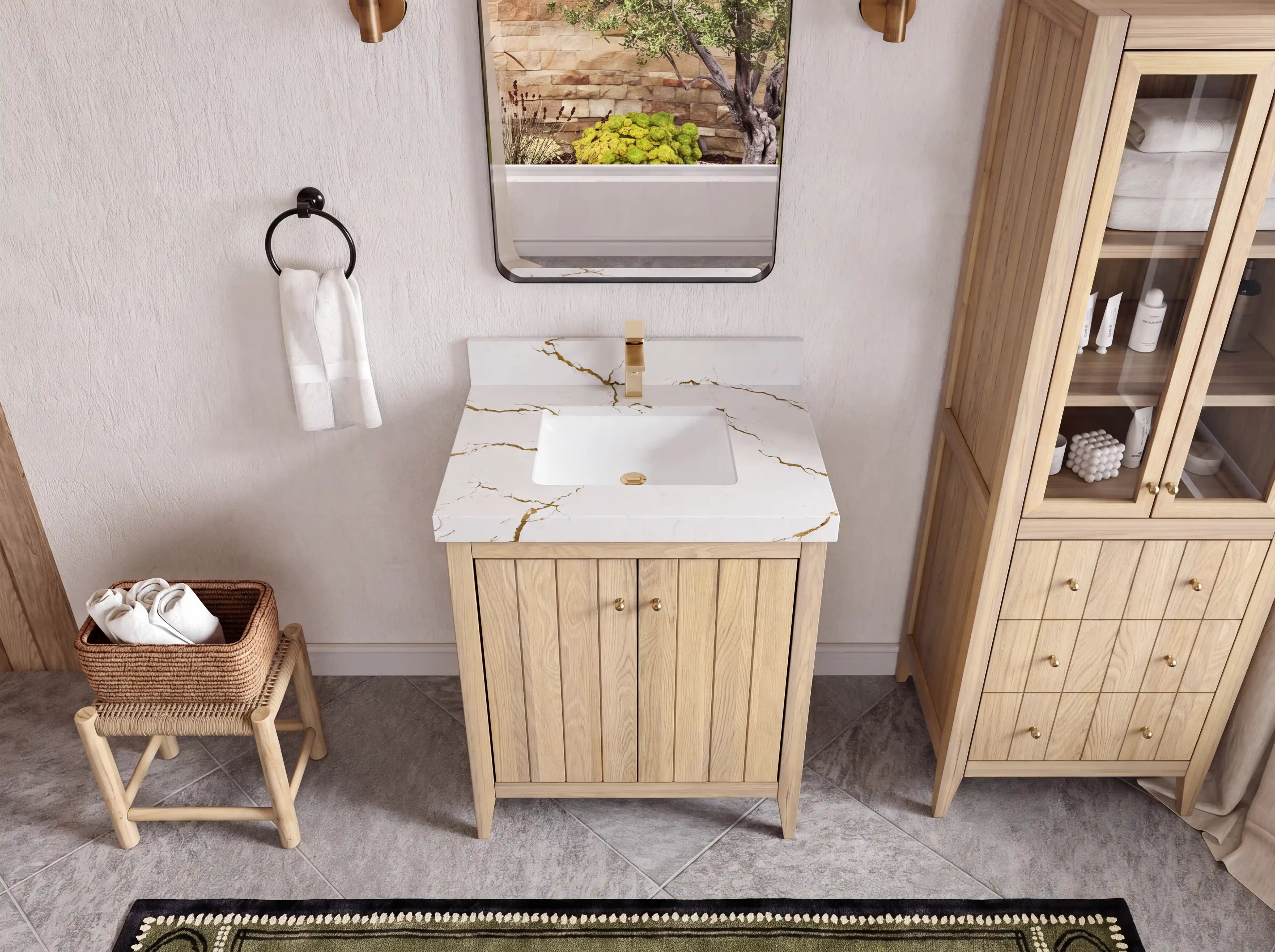 Atlanta White Oak 30 in. W x 22 in. D Single Sink Bathroom Vanity