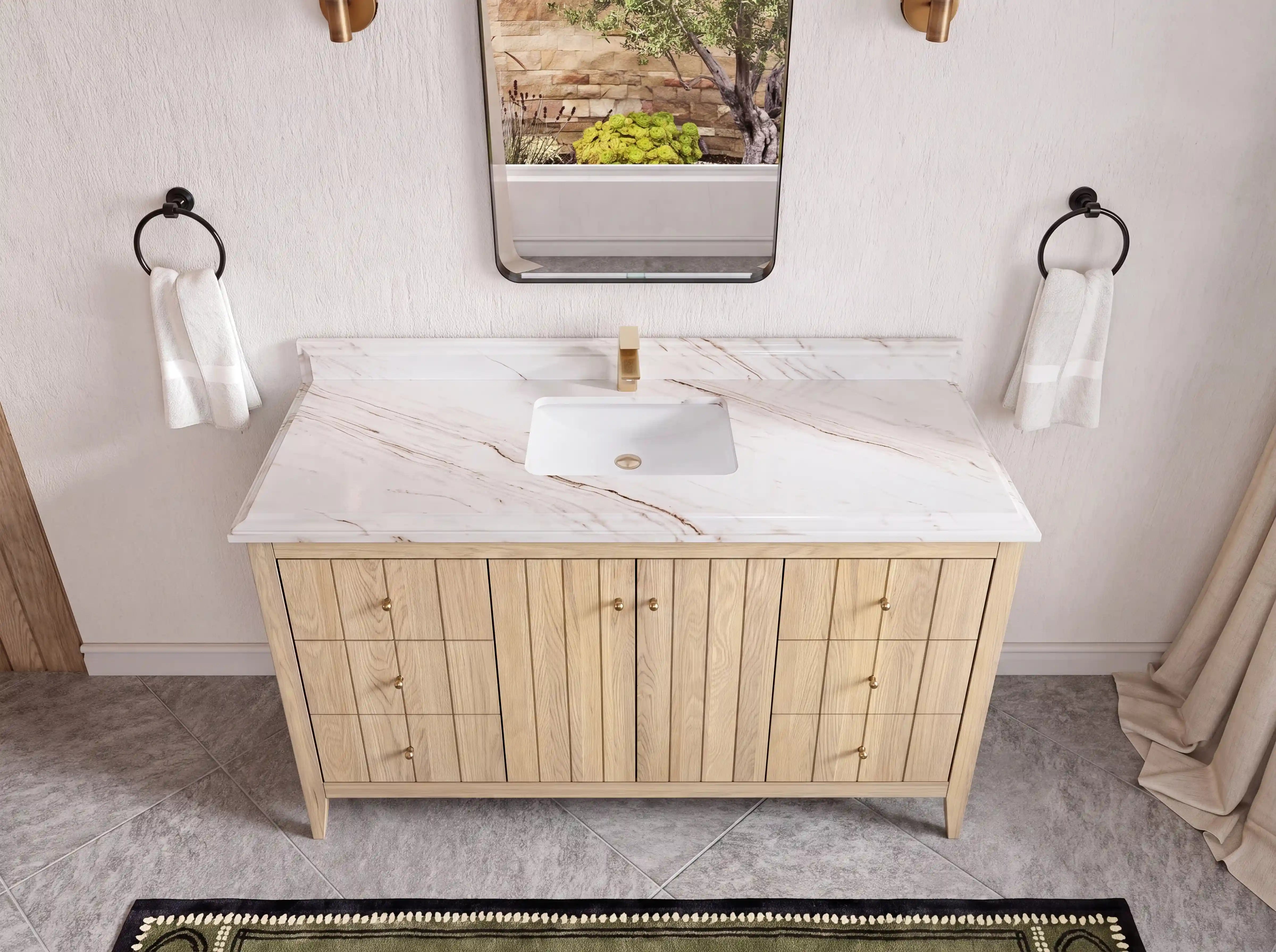 Atlanta White Oak 60 in. W x 22 in. D Single Sink Bathroom Vanity