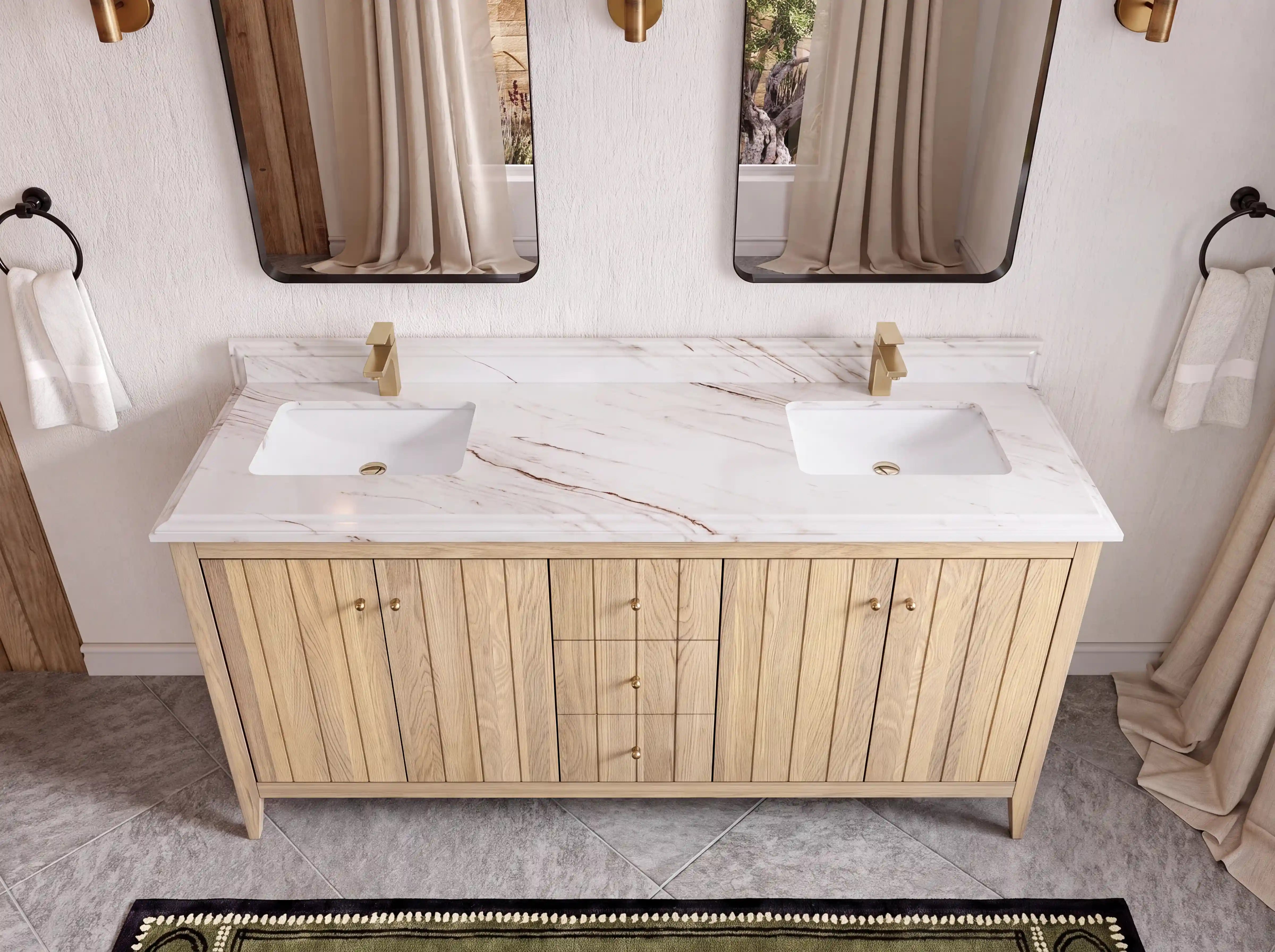 Atlanta White Oak 72 in. W x 22 in. D Double Sink Bathroom Vanity