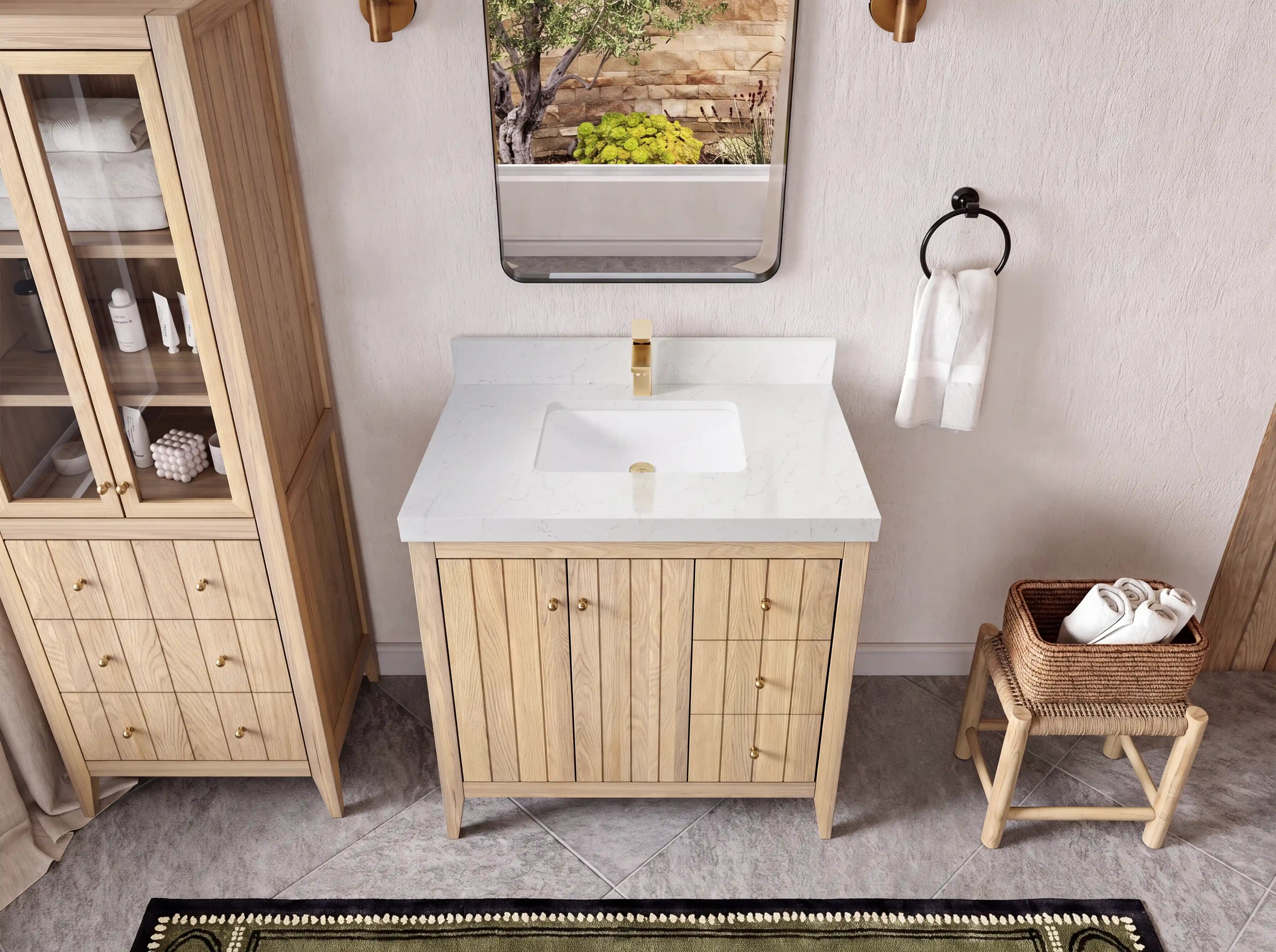 Atlanta White Oak 36 in. W x 22 in. D Center Sink Bathroom Vanity