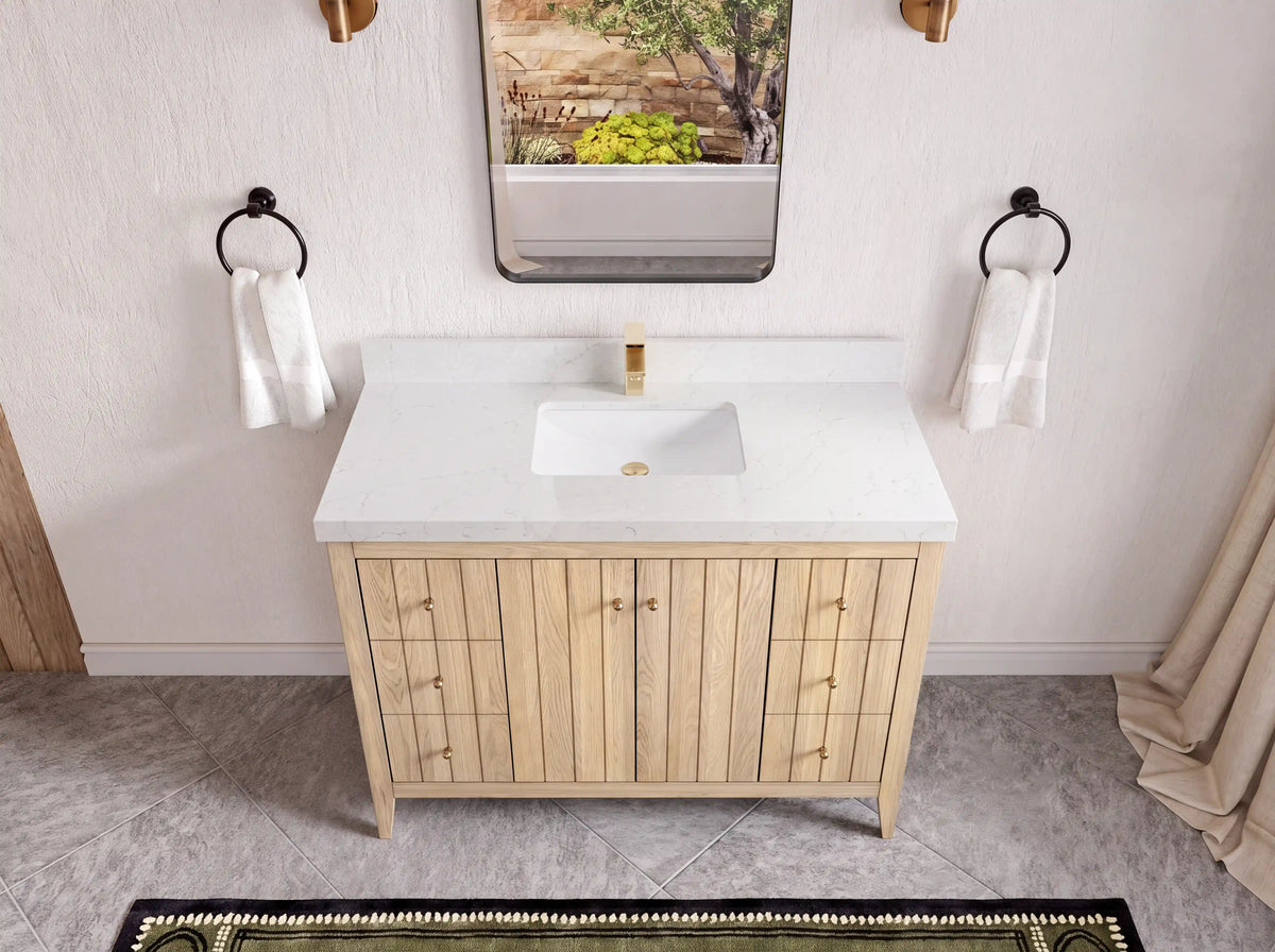 Atlanta White Oak 48 in. W x 22 in. D Single Sink Bathroom Vanity