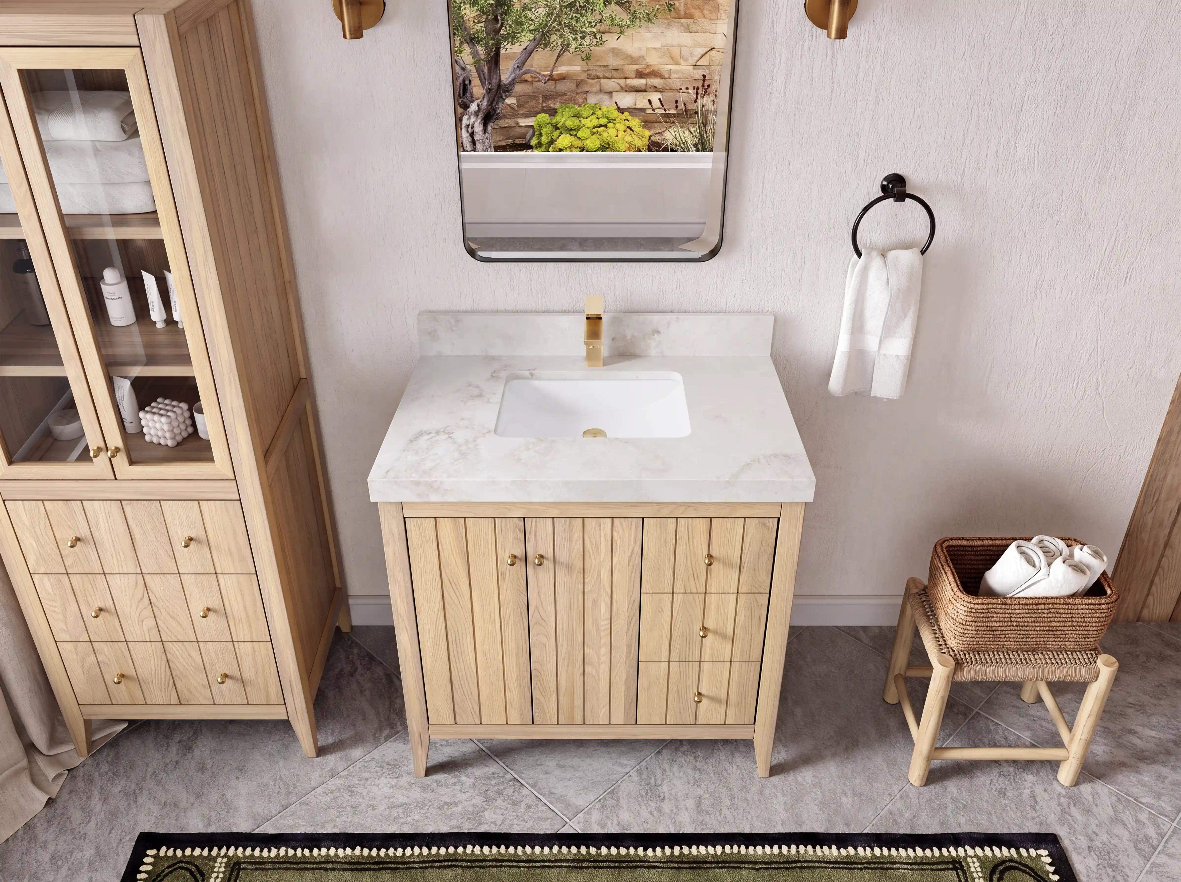 Atlanta White Oak 36 in. W x 22 in. D Center Sink Bathroom Vanity