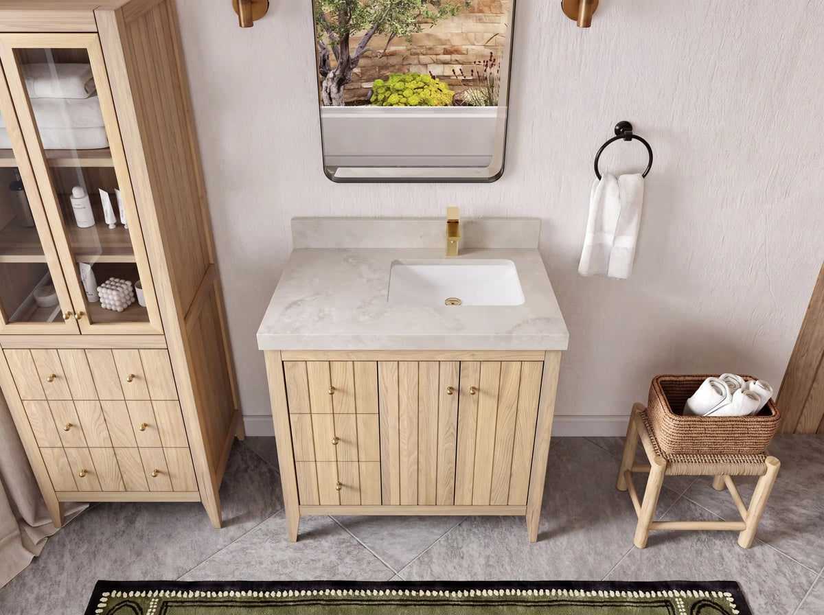 Atlanta White Oak 36 in. W x 22 in. D Right Offset Sink Bathroom Vanity