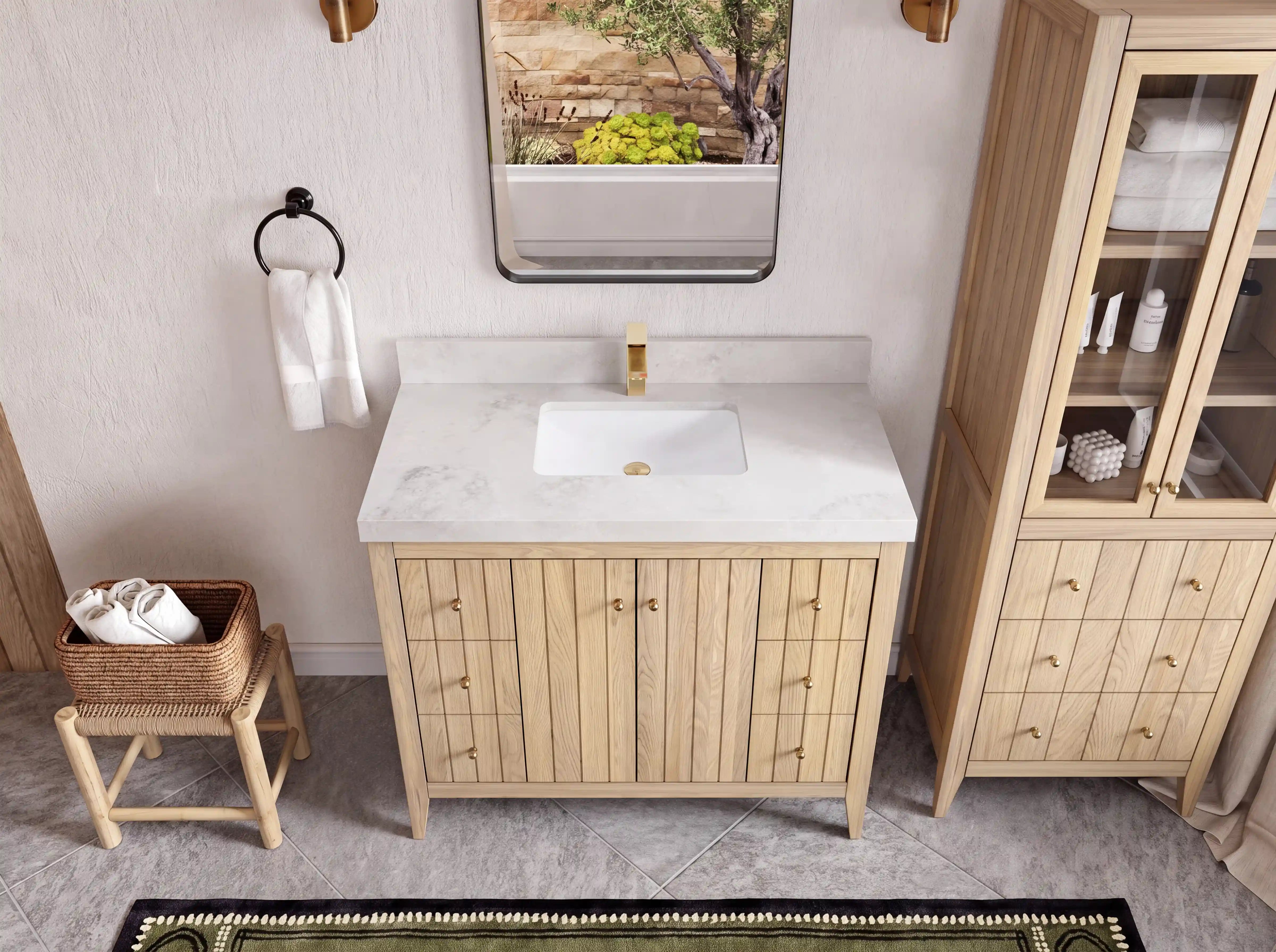 Atlanta White Oak 42 in. W x 22 in. D Single Sink Bathroom Vanity
