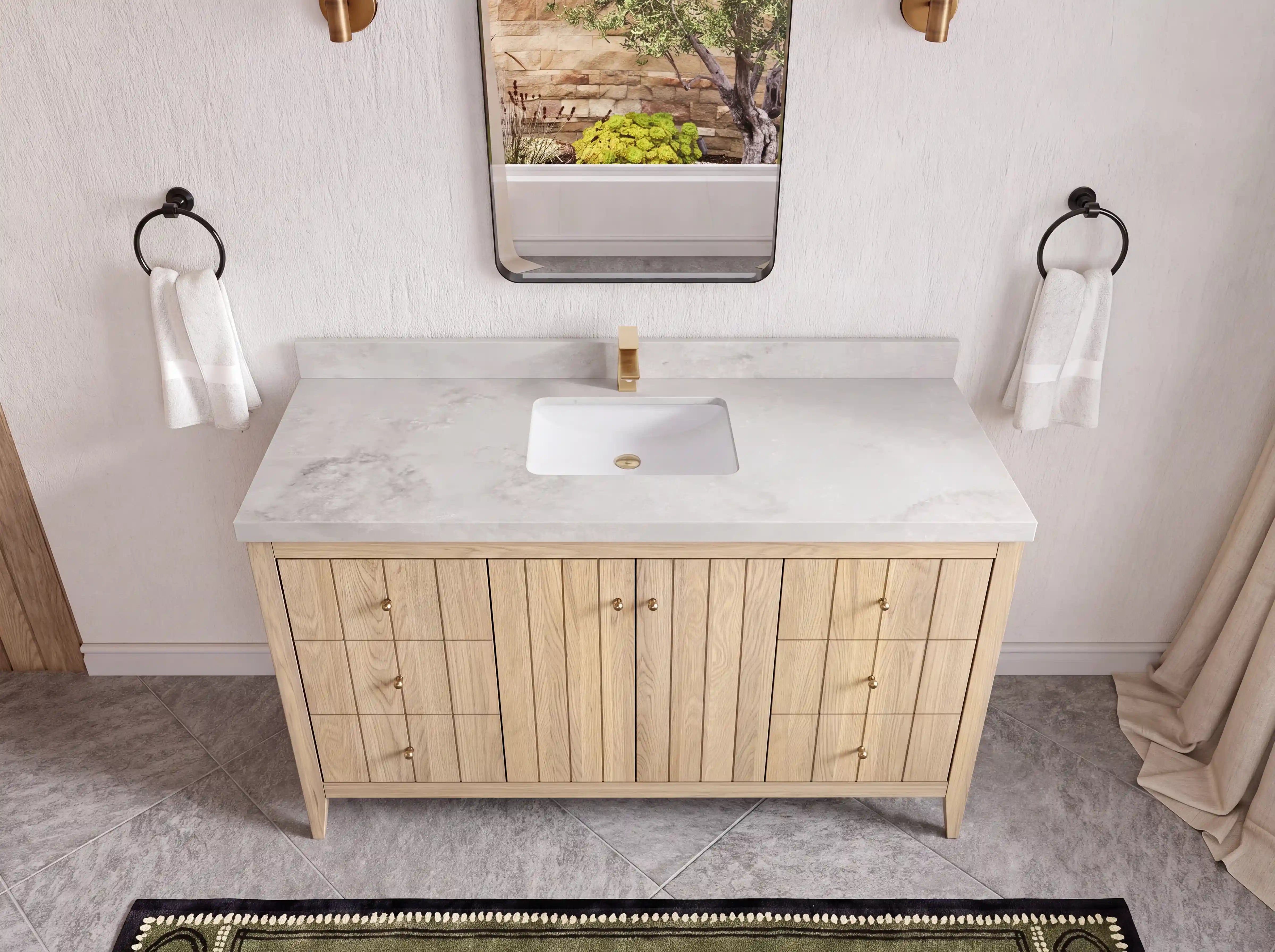 Atlanta White Oak 60 in. W x 22 in. D Single Sink Bathroom Vanity