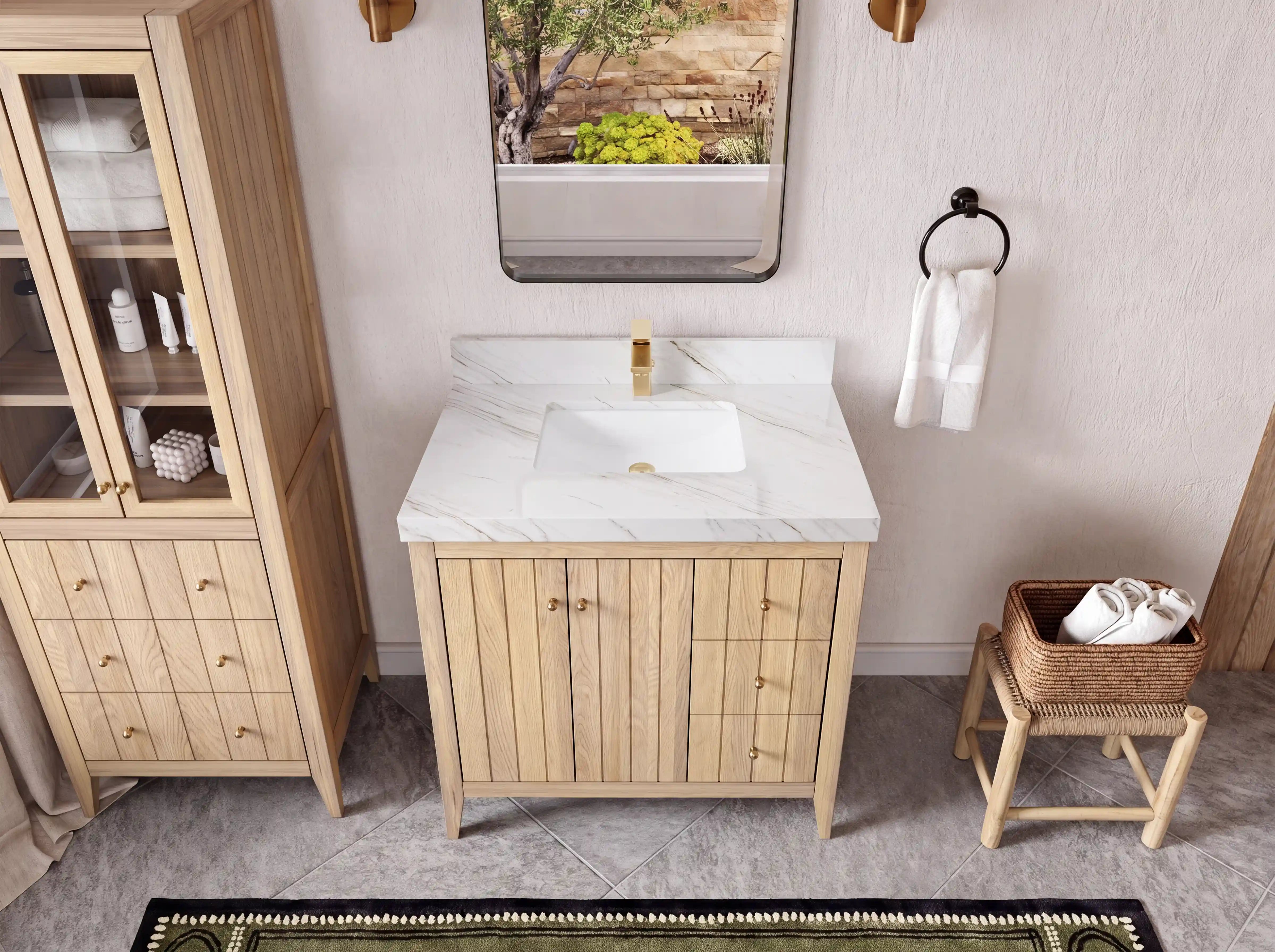 Atlanta White Oak 36 in. W x 22 in. D Center Sink Bathroom Vanity