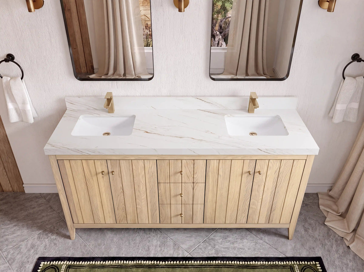 Atlanta White Oak 72 in. W x 22 in. D Double Sink Bathroom Vanity