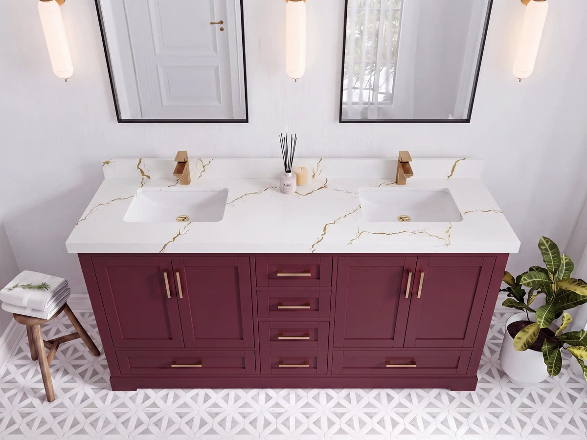 Boston 72 in. W x 22 in. D Double Sink Bathroom Vanity