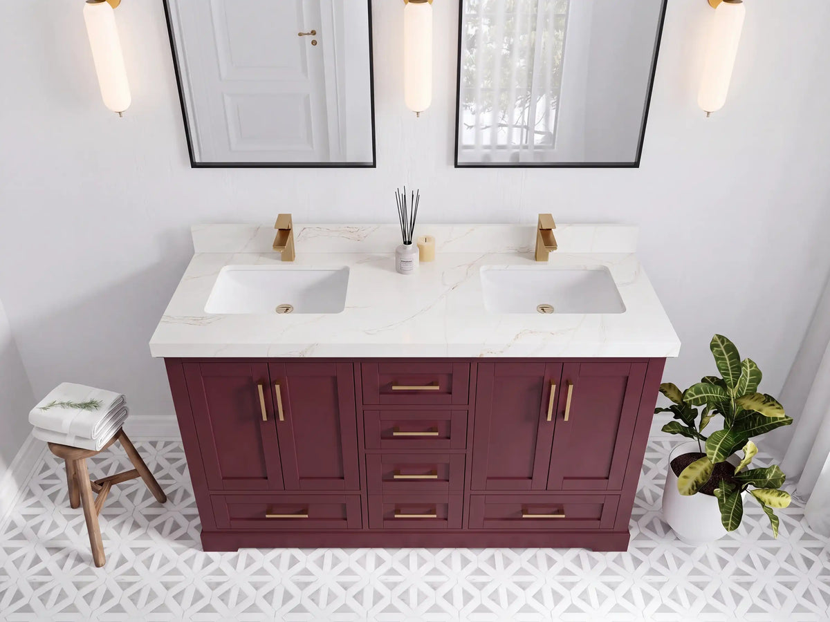 Boston 60 in. W x 22 in. D Double Sink Bathroom Vanity