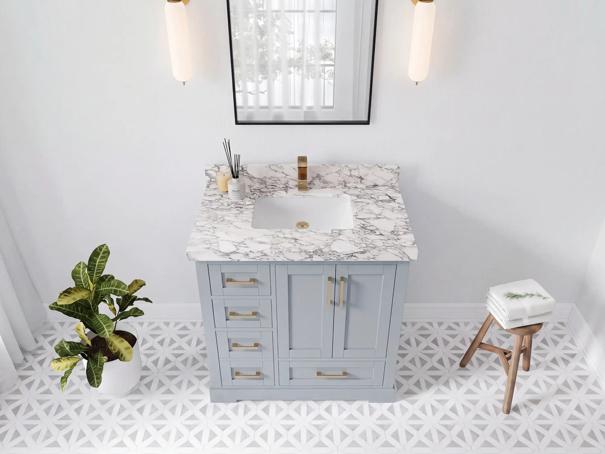 Boston 36 in. W x 22 in. D Right Offset Sink Bathroom Vanity