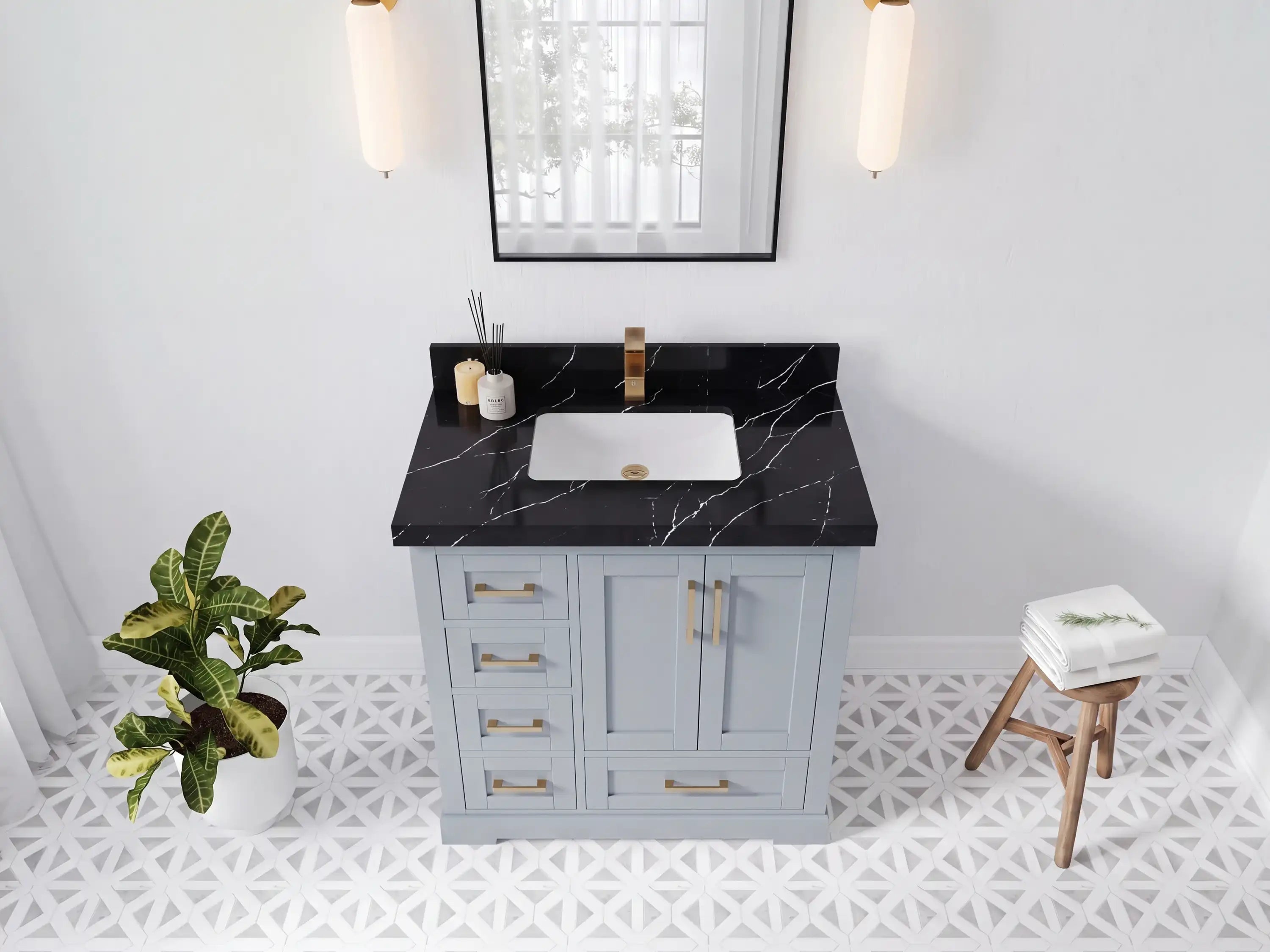 Boston 36 in. W x 22 in. D Right Offset Sink Bathroom Vanity