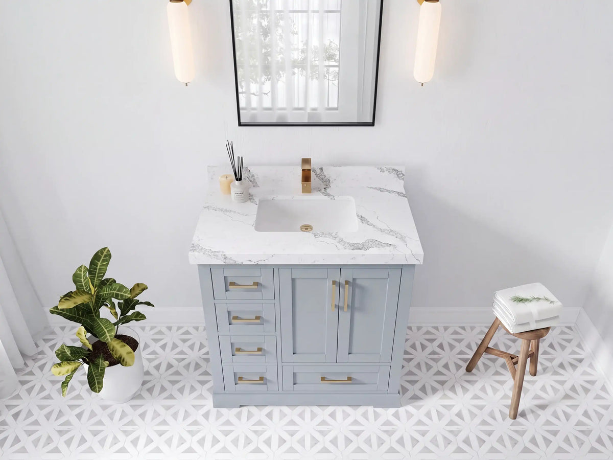 Boston 36 in. W x 22 in. D Right Offset Sink Bathroom Vanity