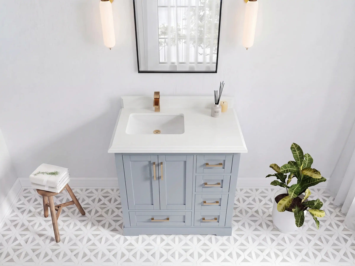 Boston 36 in. W x 22 in. D Left Offset Sink Bathroom Vanity