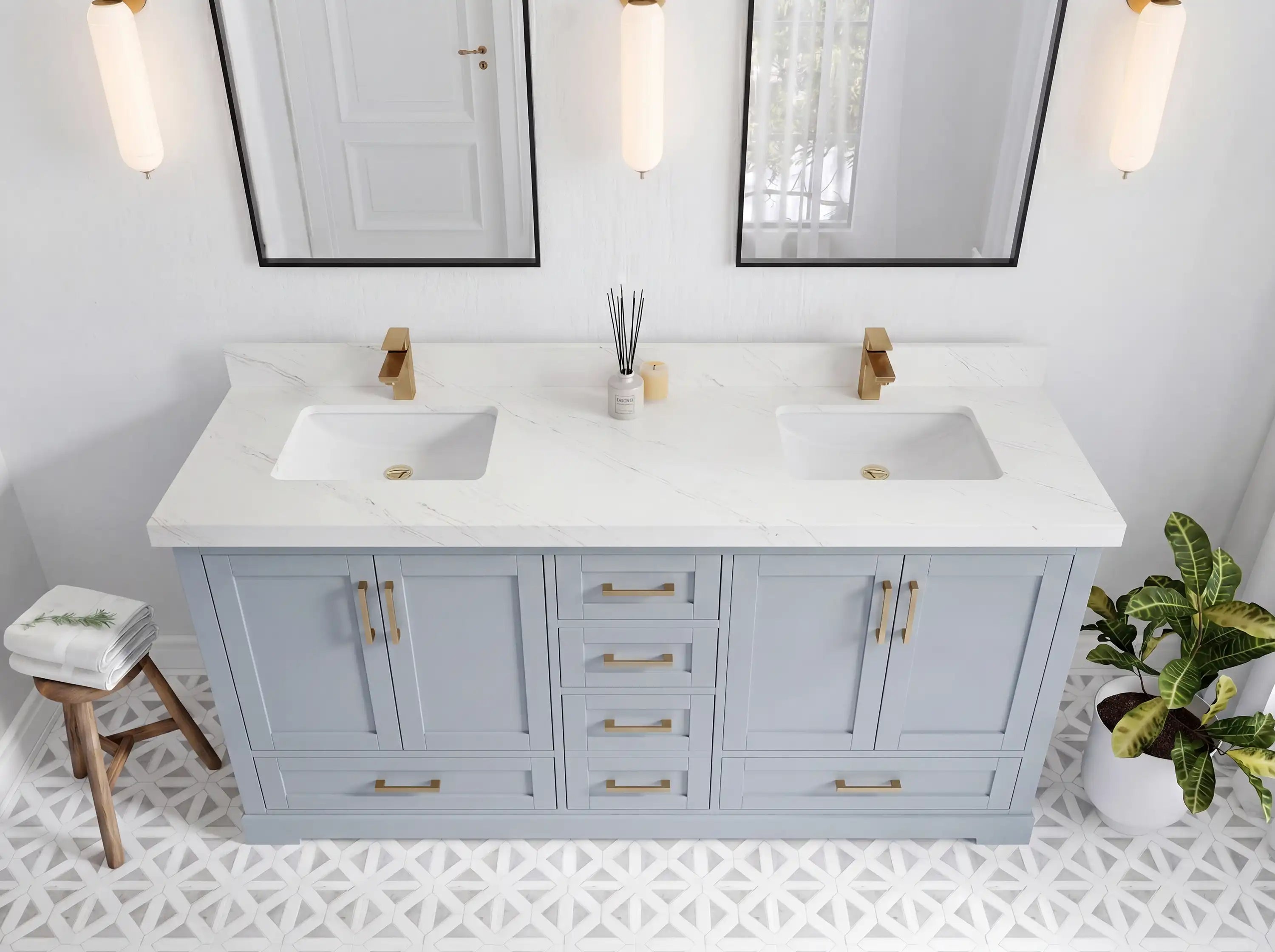 Boston 72 in. W x 22 in. D Double Sink Bathroom Vanity