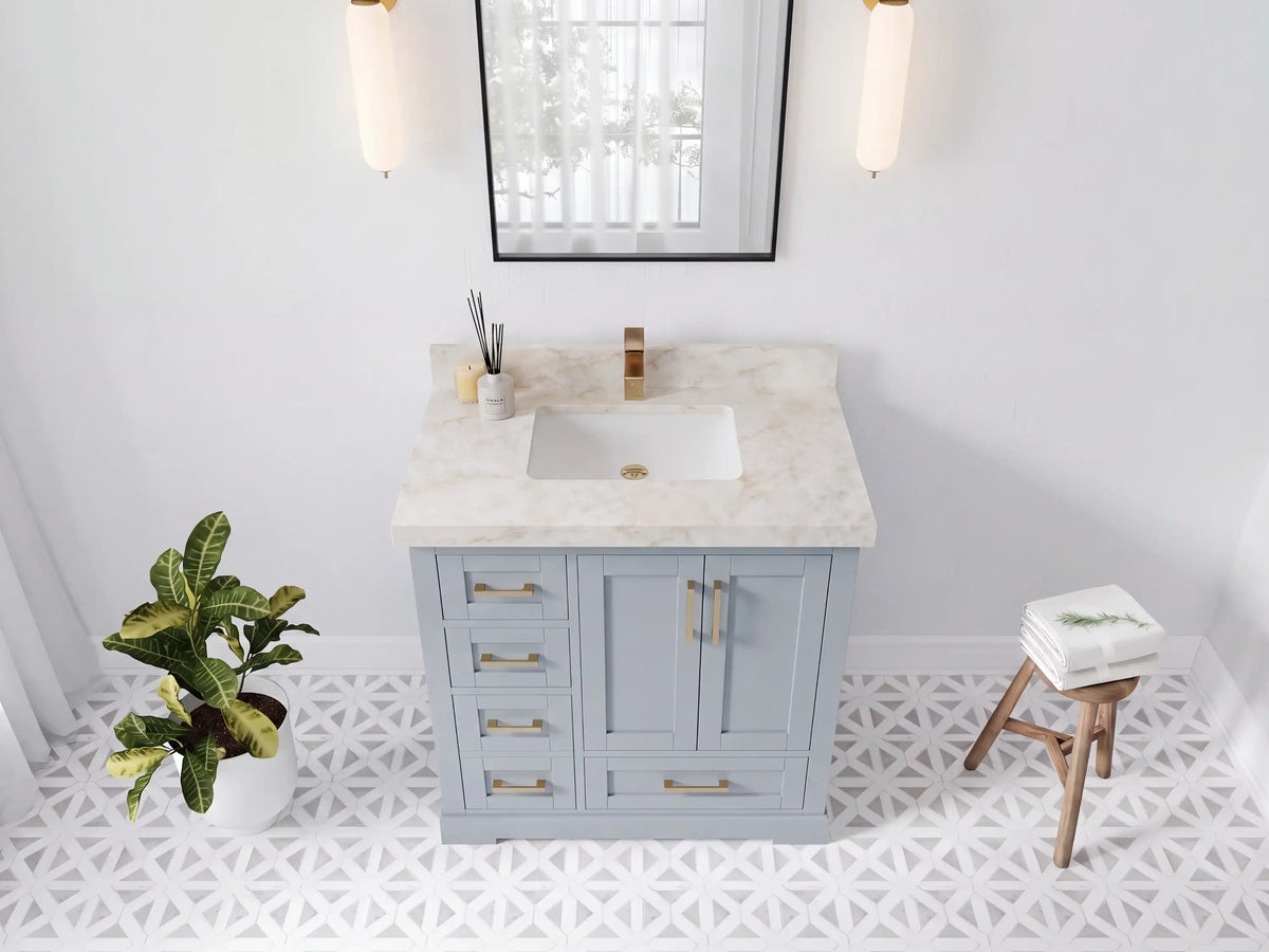 Boston 36 in. W x 22 in. D Right Offset Sink Bathroom Vanity