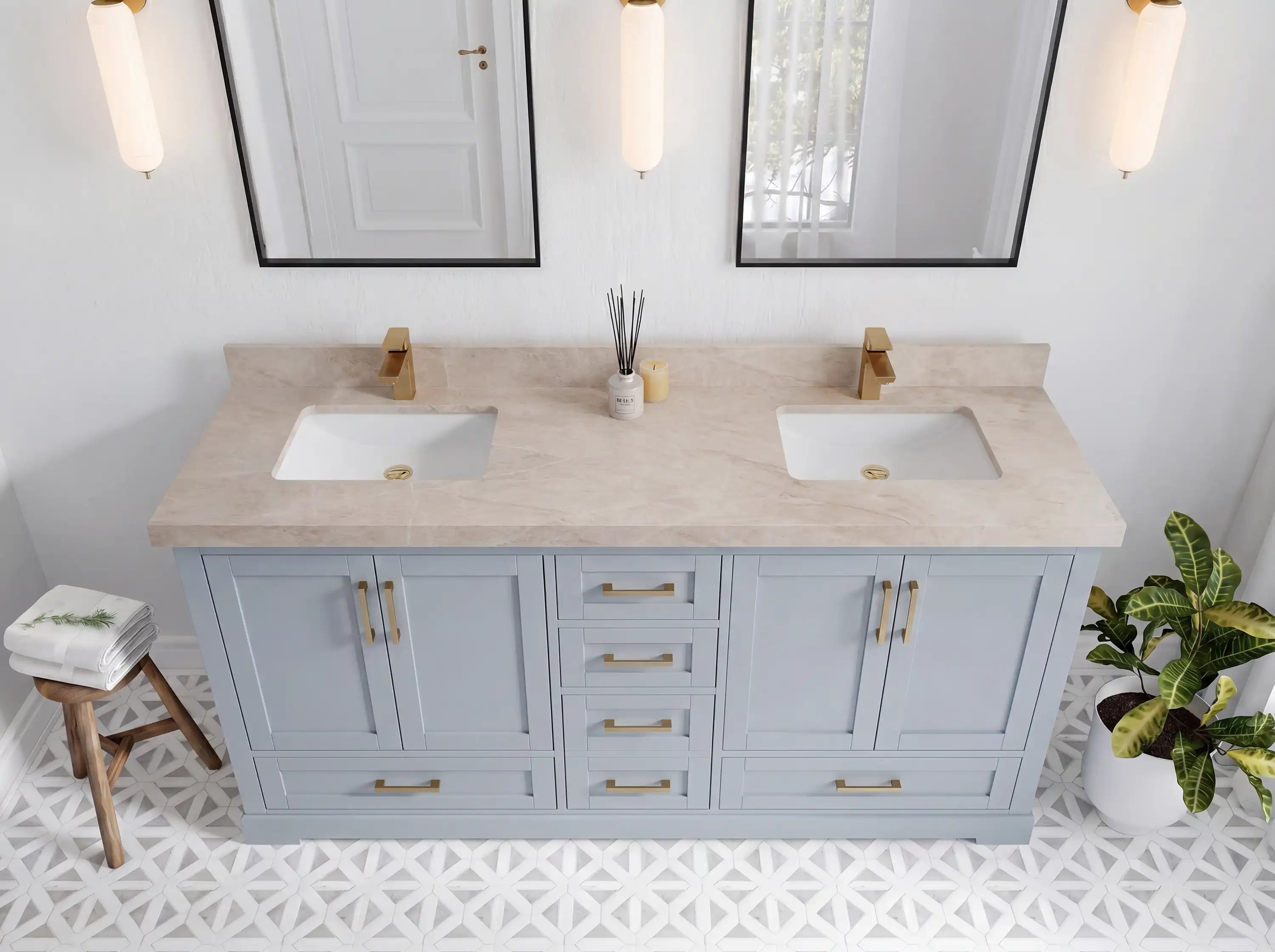Boston 72 in. W x 22 in. D Double Sink Bathroom Vanity