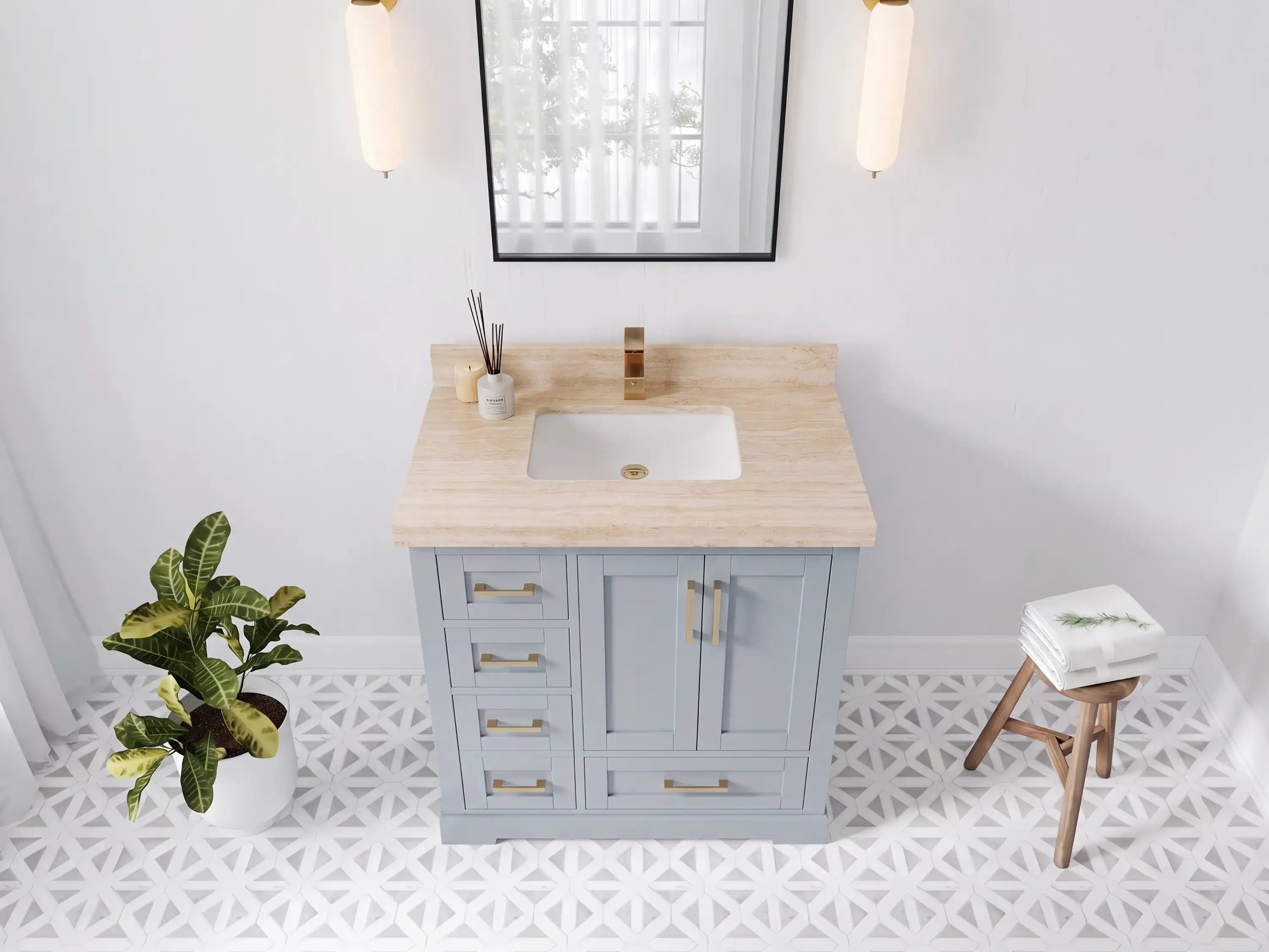 Boston 36 in. W x 22 in. D Right Offset Sink Bathroom Vanity
