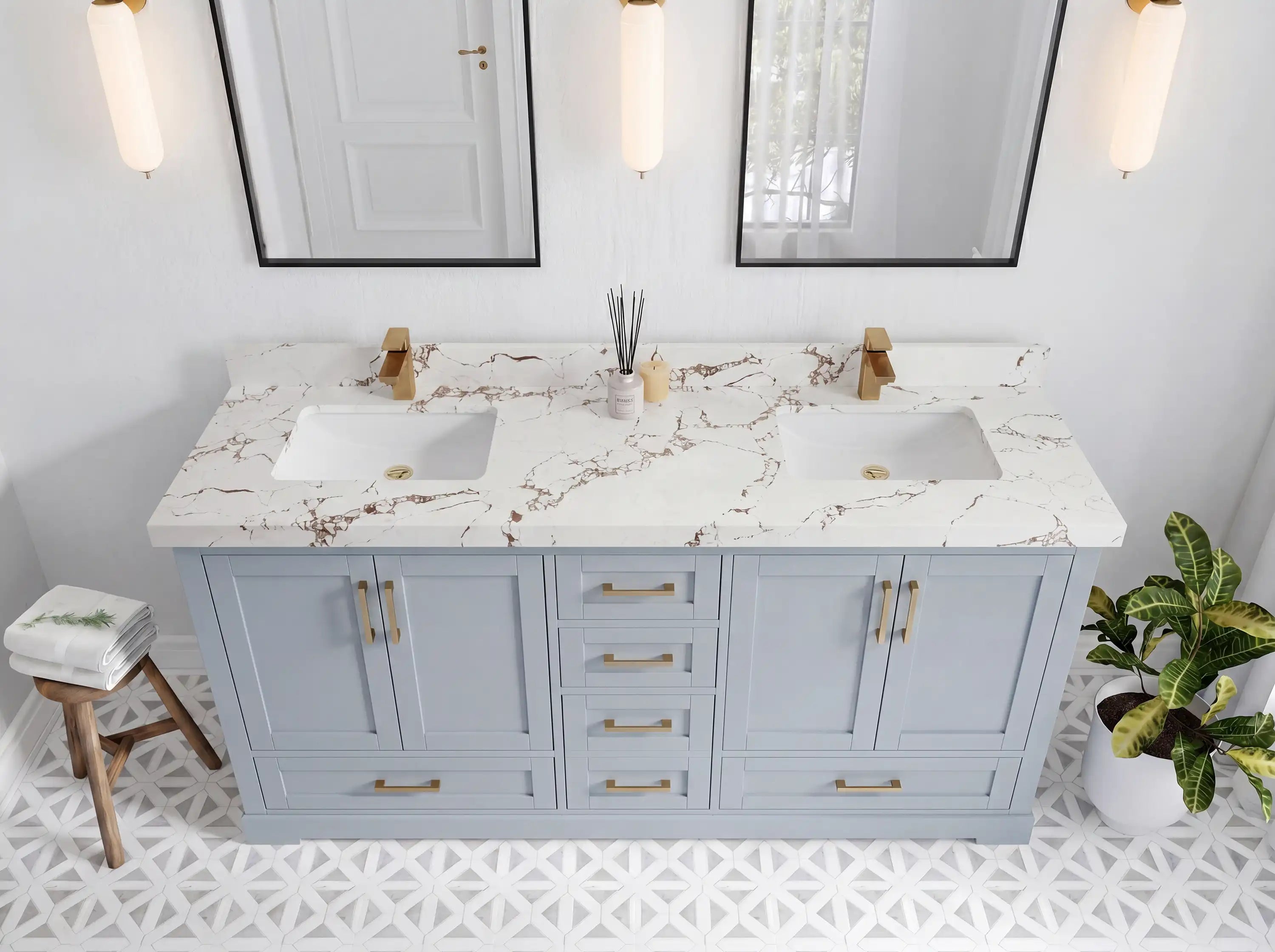 Boston 72 in. W x 22 in. D Double Sink Bathroom Vanity