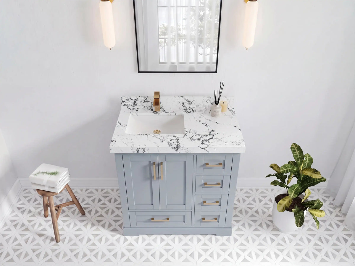 Boston 36 in. W x 22 in. D Left Offset Sink Bathroom Vanity