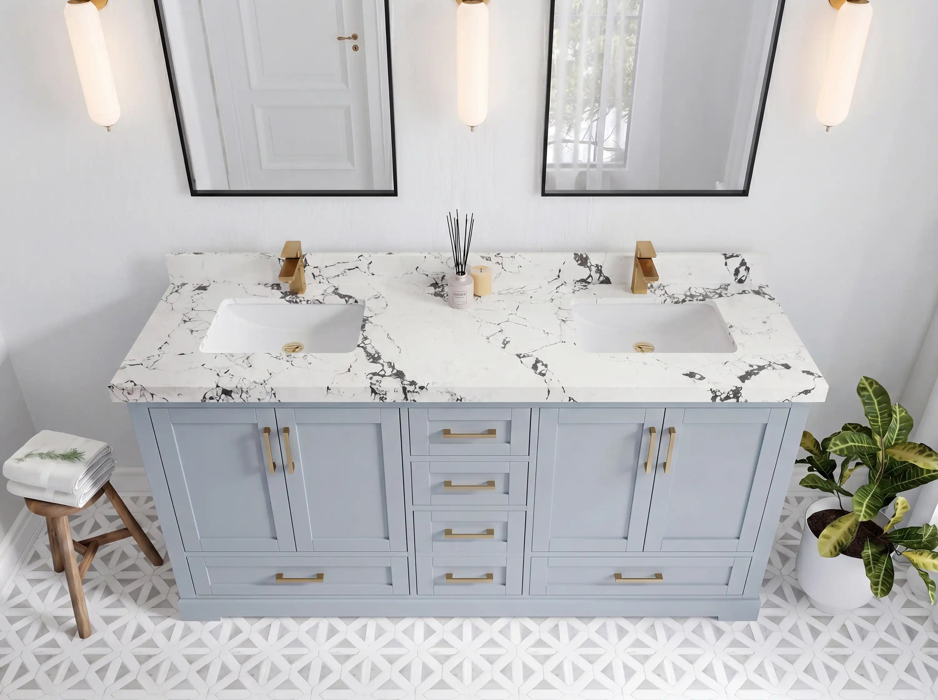 Boston 72 in. W x 22 in. D Double Sink Bathroom Vanity