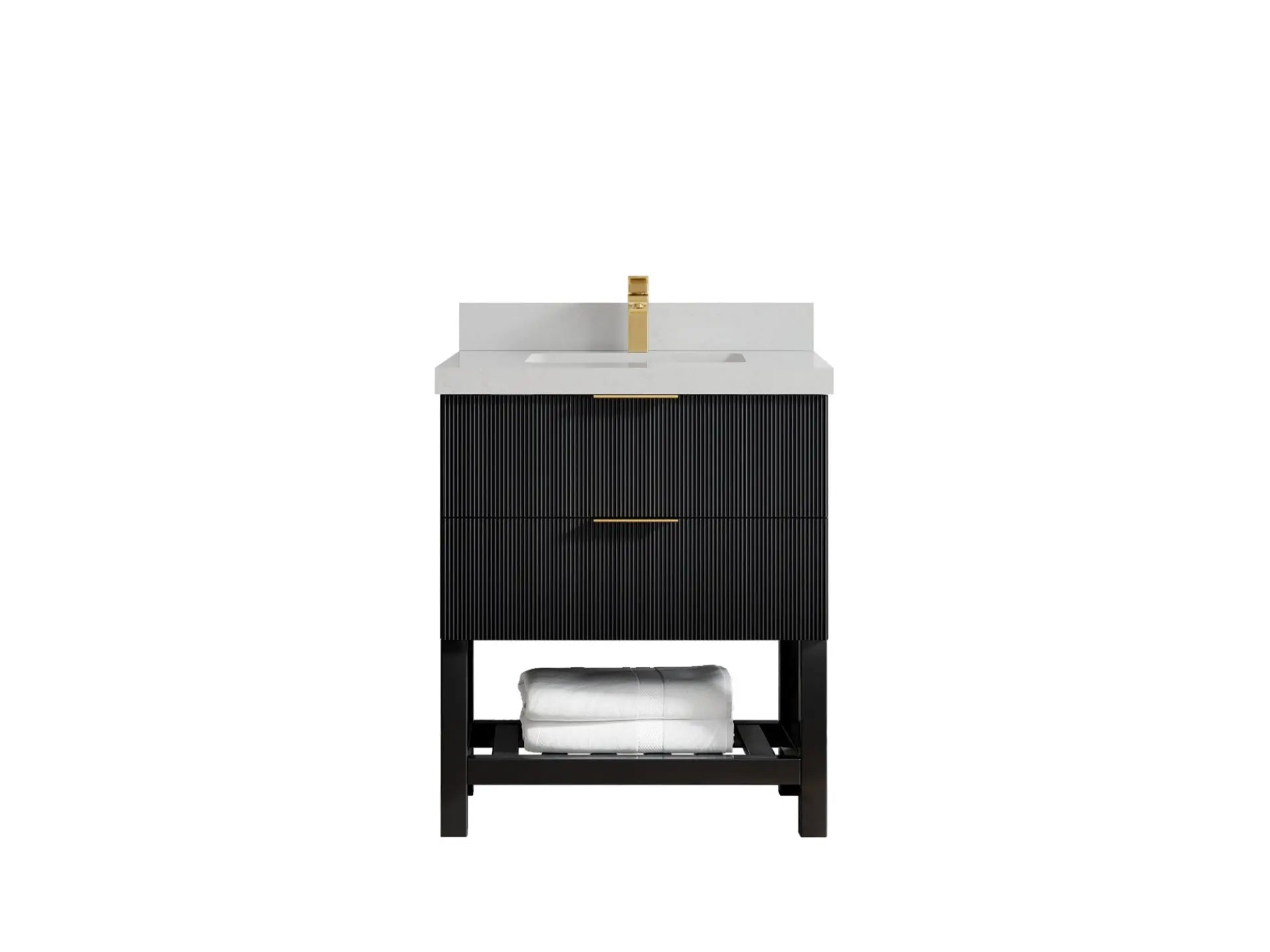 Catalina 30 in. W x 22 in. D Single Sink Bathroom Vanity in Black with 2 in Carrara Quartz Countertop