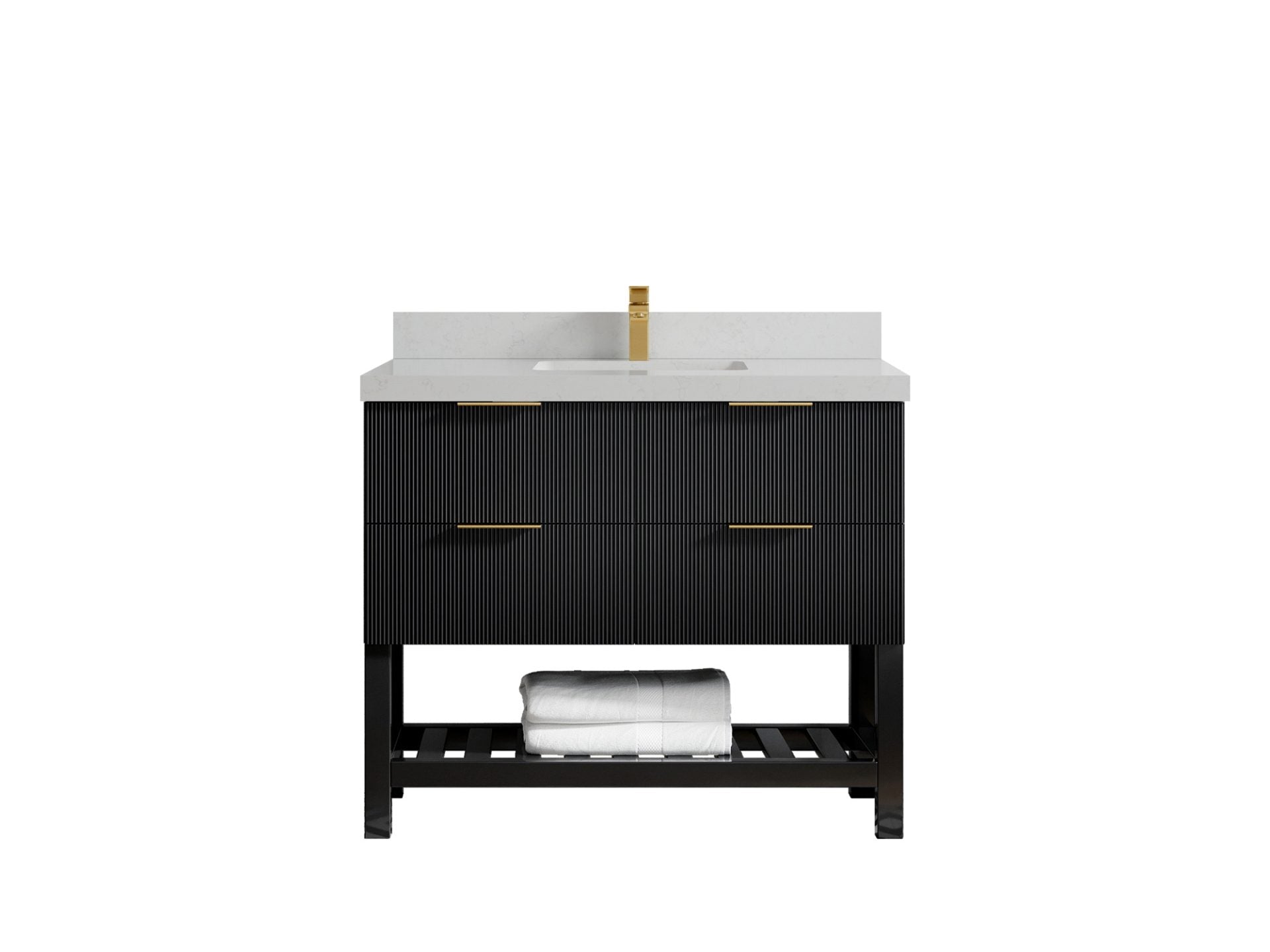 Catalina 42 in. W x 22 in. D Single Sink Bathroom Vanity in Black with 2 in Carrara Marble Countertop
