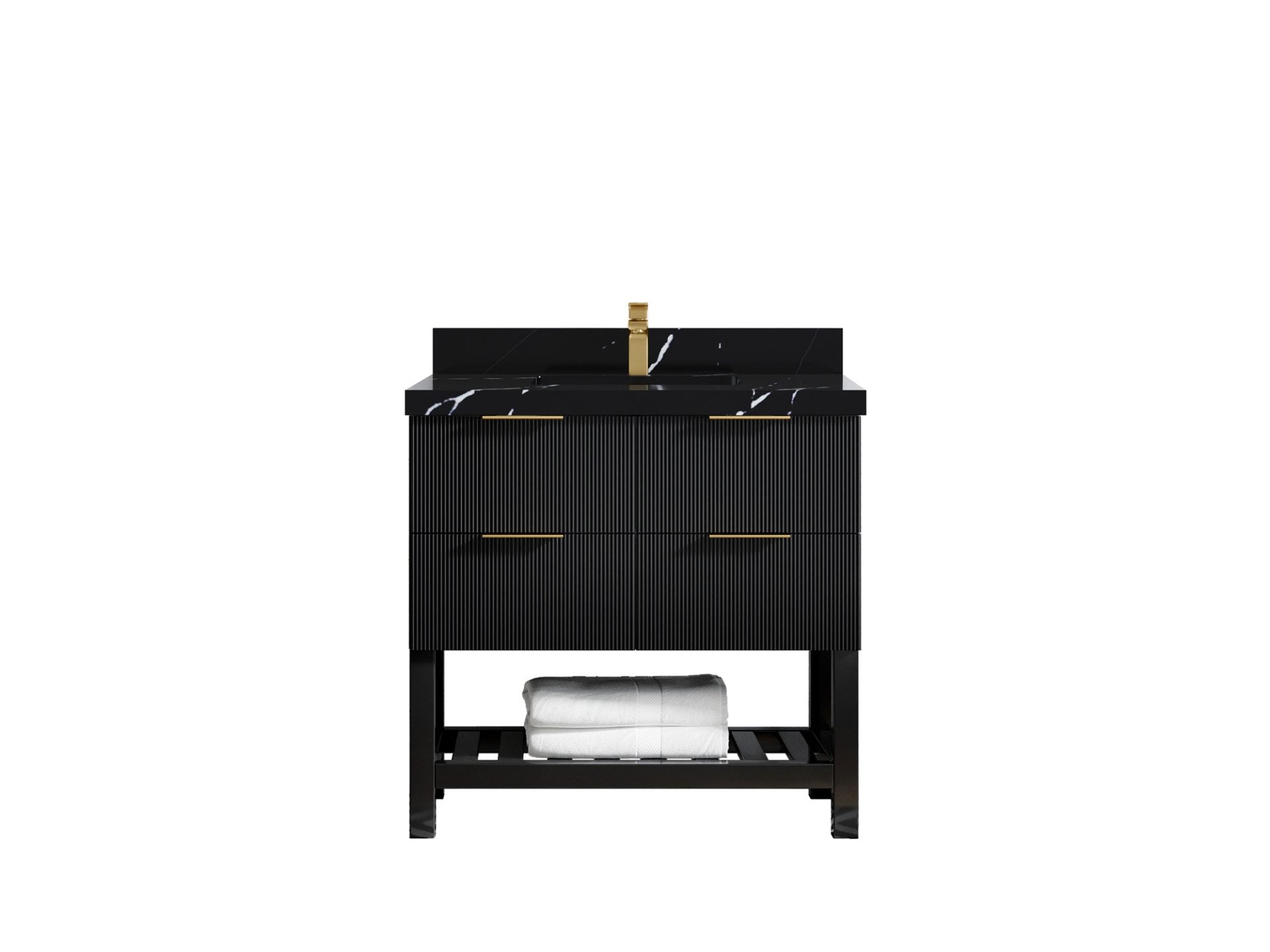 Catalina 36 in. W x 22 in. D Single Sink Bathroom Vanity in Black with 2 in Empira Quartz Countertop
