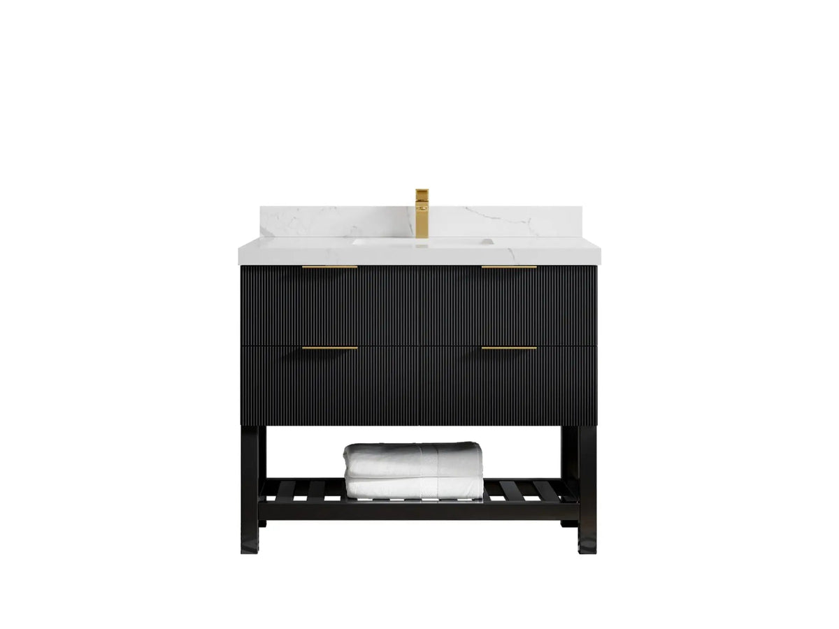 Catalina 42 in. W x 22 in. D Single Sink Bathroom Vanity in Black with Countertop - Clear View