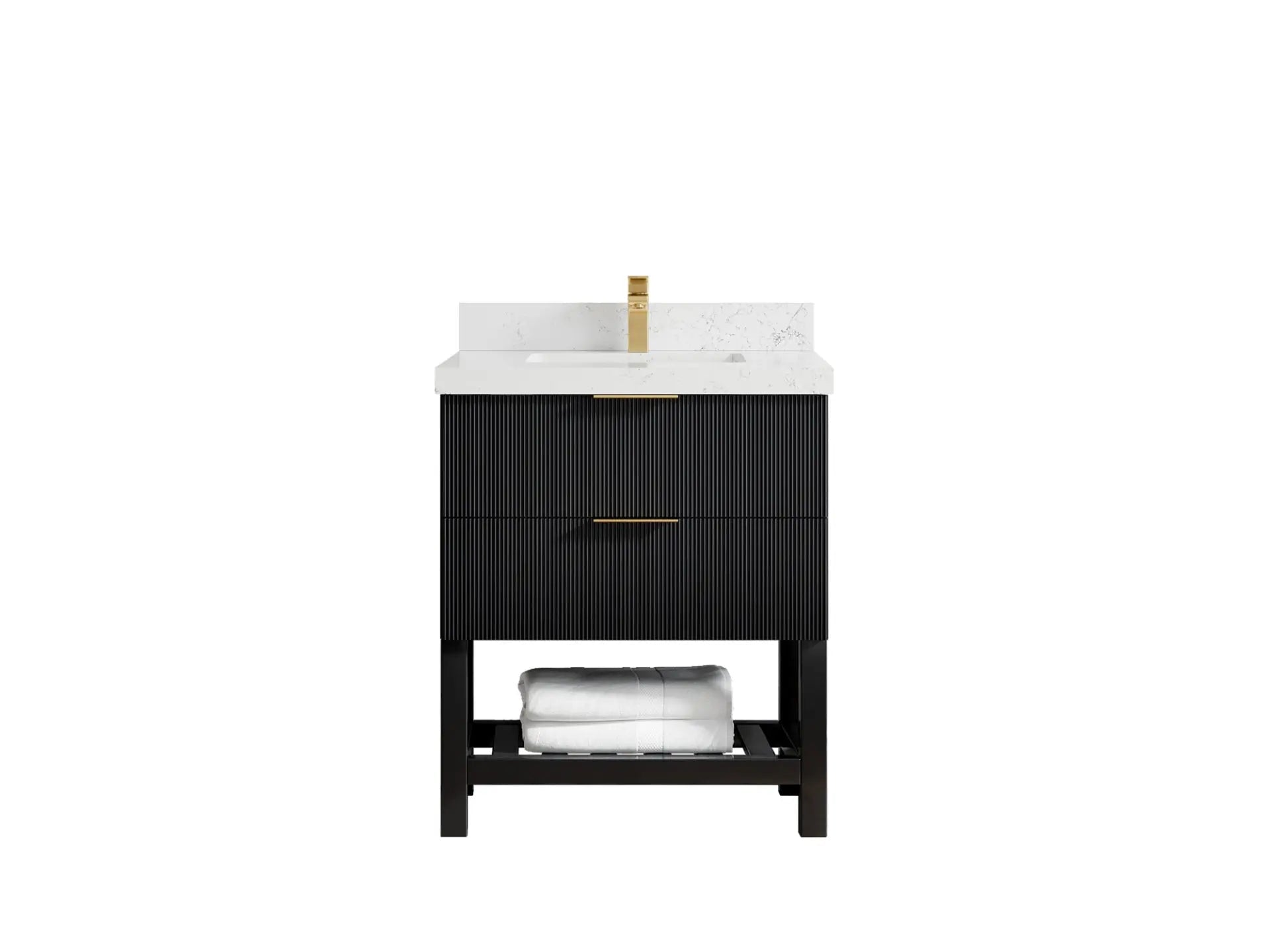 Catalina 30 in. W x 22 in. D Single Sink Bathroom Vanity in Black with 2 in Empira Quartz Countertop