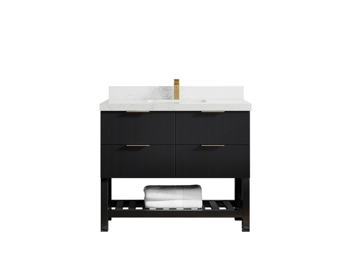 Catalina 42 in. W x 22 in. D Single Sink Bathroom Vanity in Black with 2 in Empira Quartz Countertop