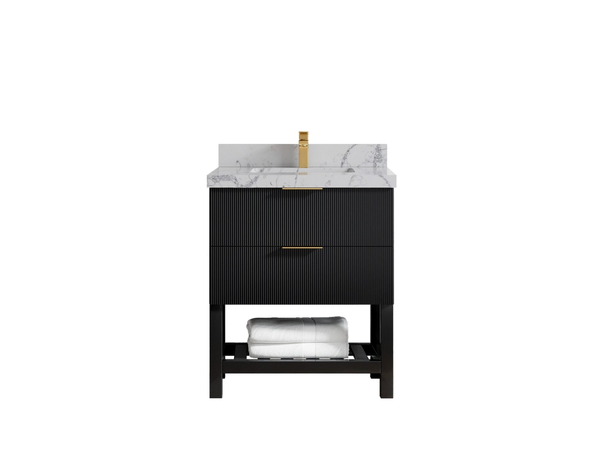 Catalina 30 in. W x 22 in. D Single Sink Bathroom Vanity in Black with 2 in Venatino Quartz Countertop