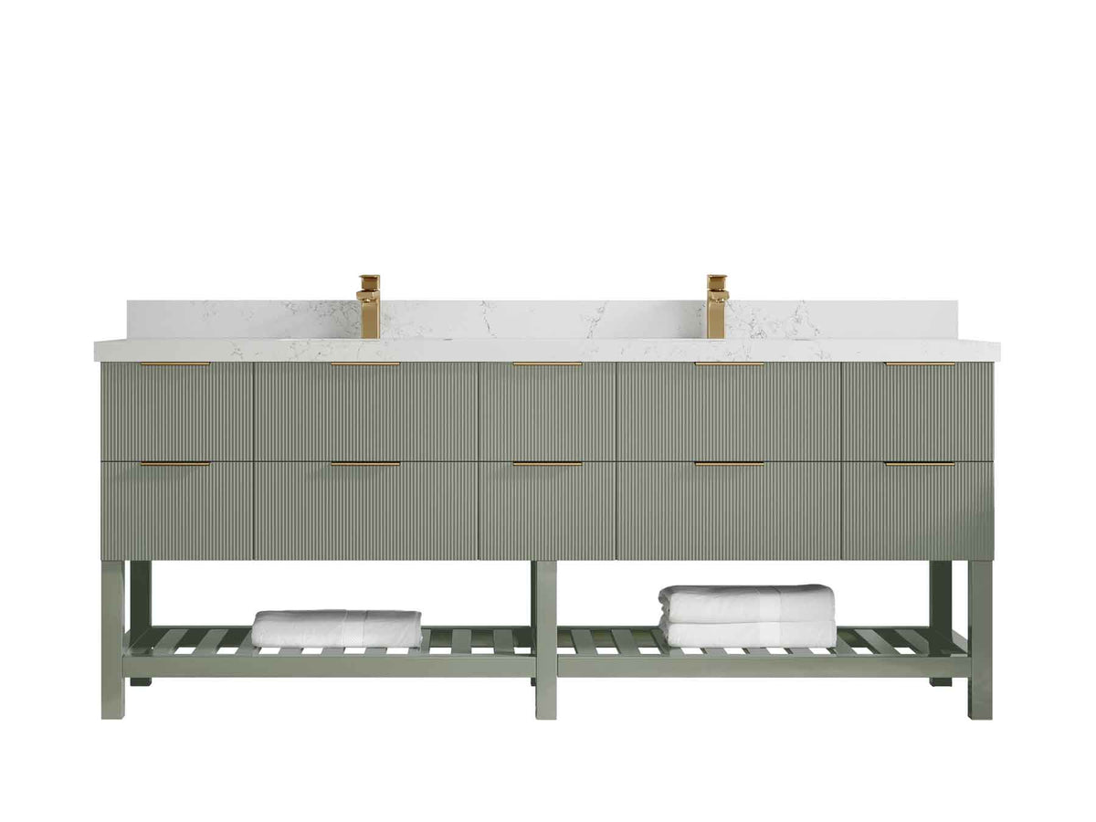 Catalina 84 in W x 22 in D Free Standing Reeded Double Sink Bathroom Vanity