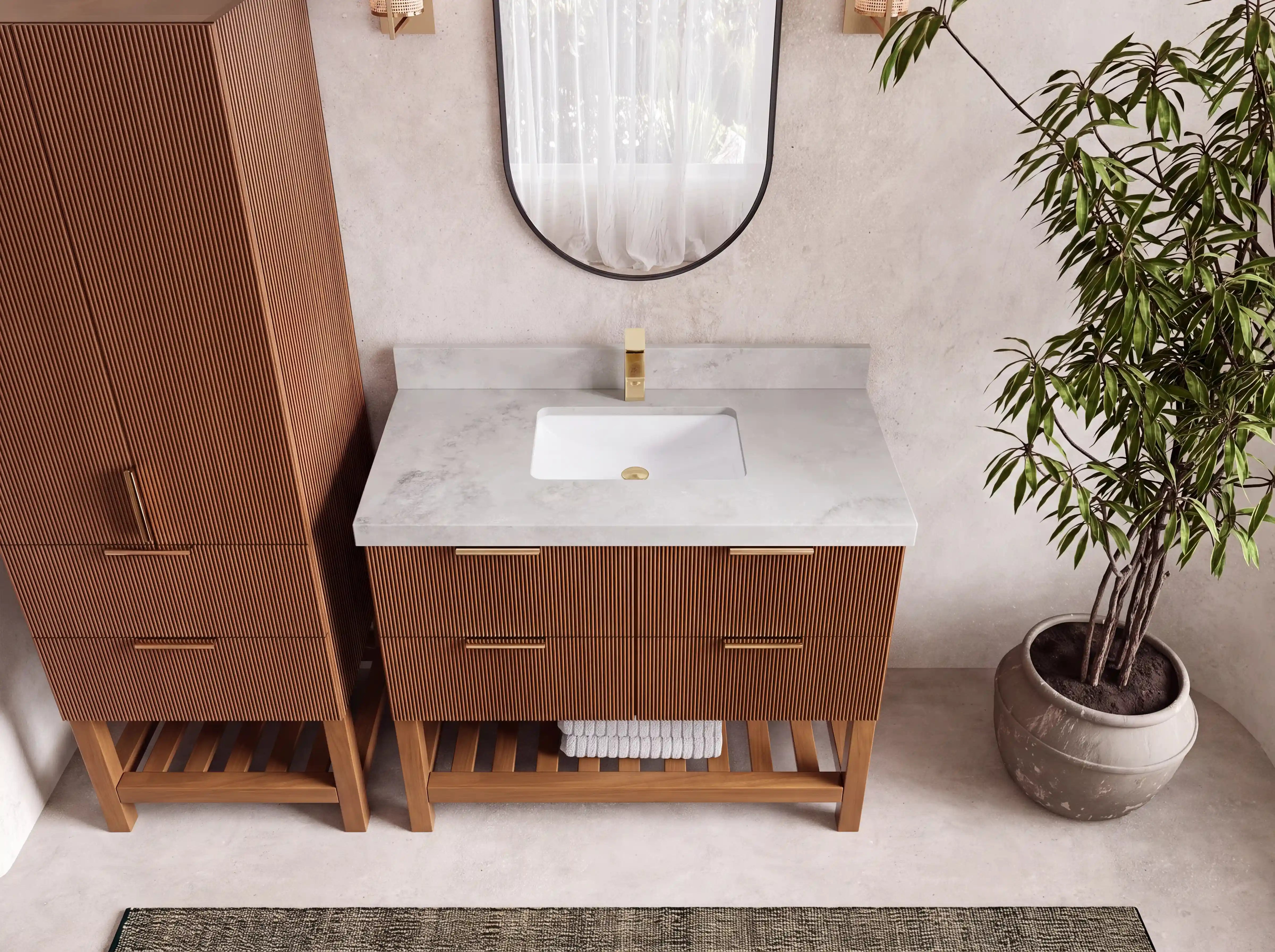Catalina Teak Wood 42 in. W x 22 in. D Single Sink Bathroom Vanity