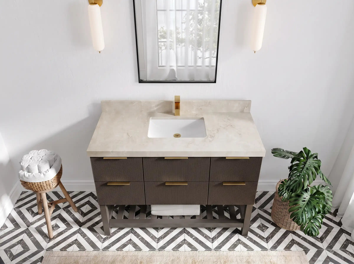 Catalina 48 in W x 22 in D Free Standing Reeded Single Sink Bathroom Vanity