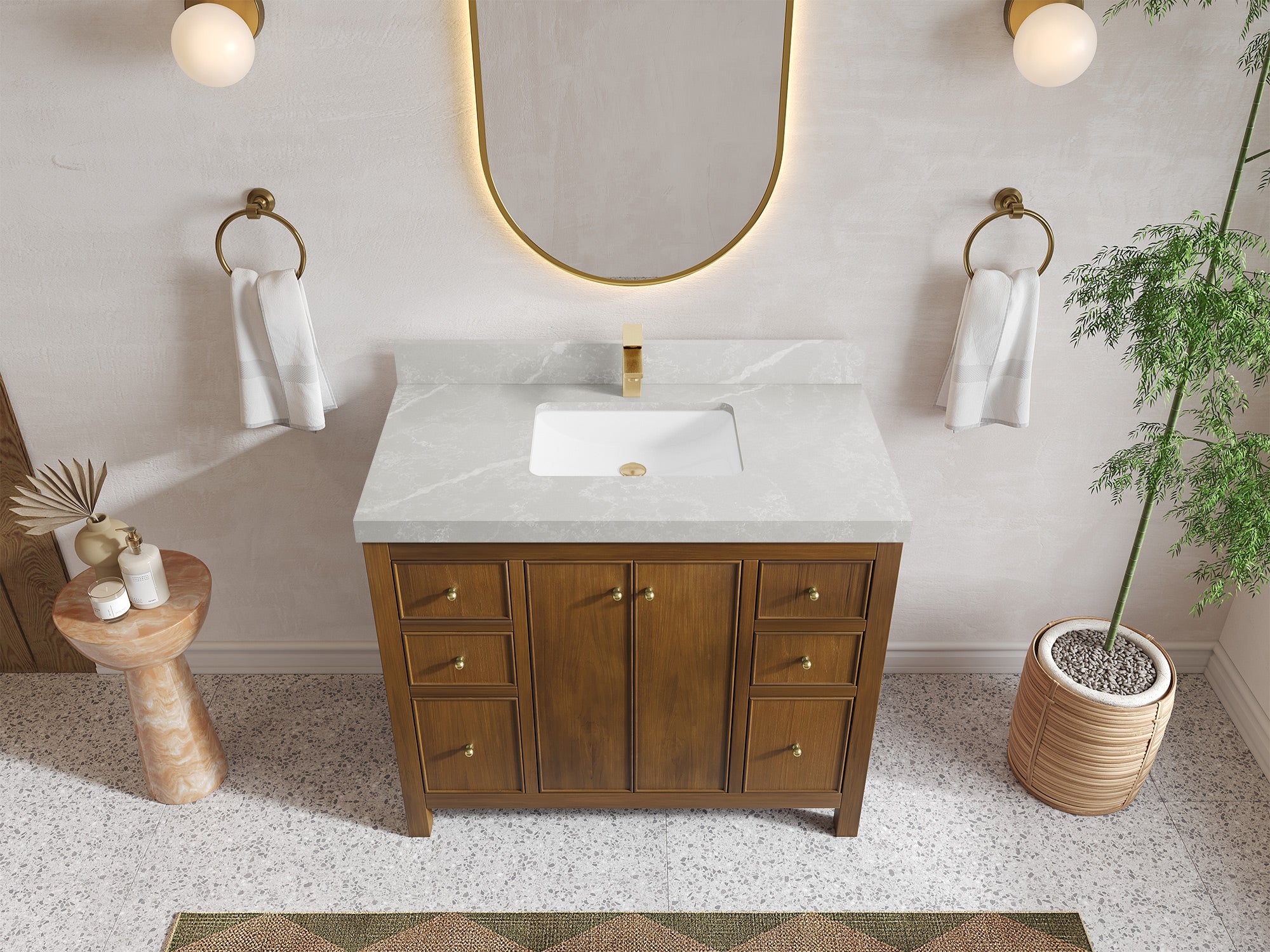 Chicago Teak 42 in. W x 22 in. D Single Sink Bathroom Vanity