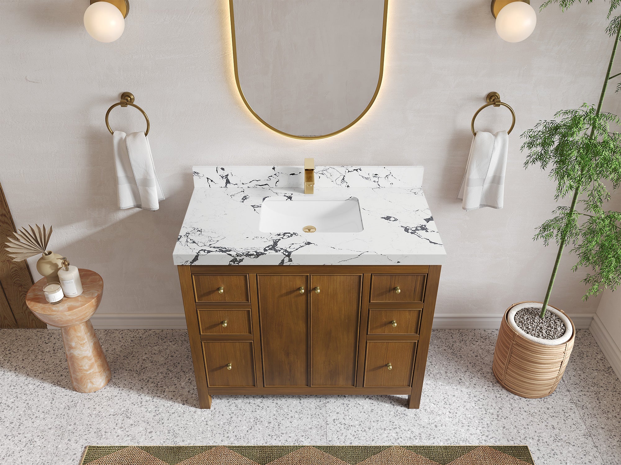 Chicago Teak 42 in. W x 22 in. D Single Sink Bathroom Vanity