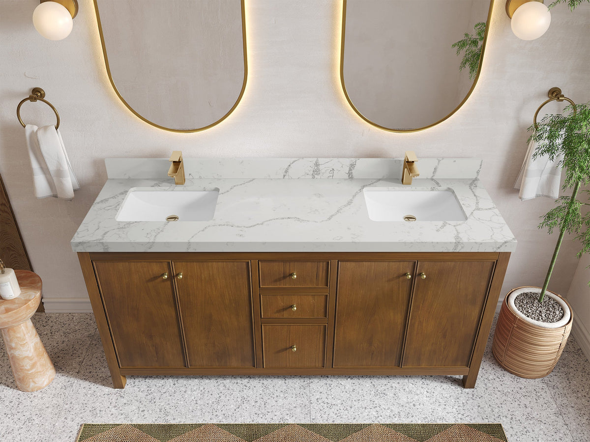 Chicago Teak 72 in. W x 22 in. D Double Sink Bathroom Vanity