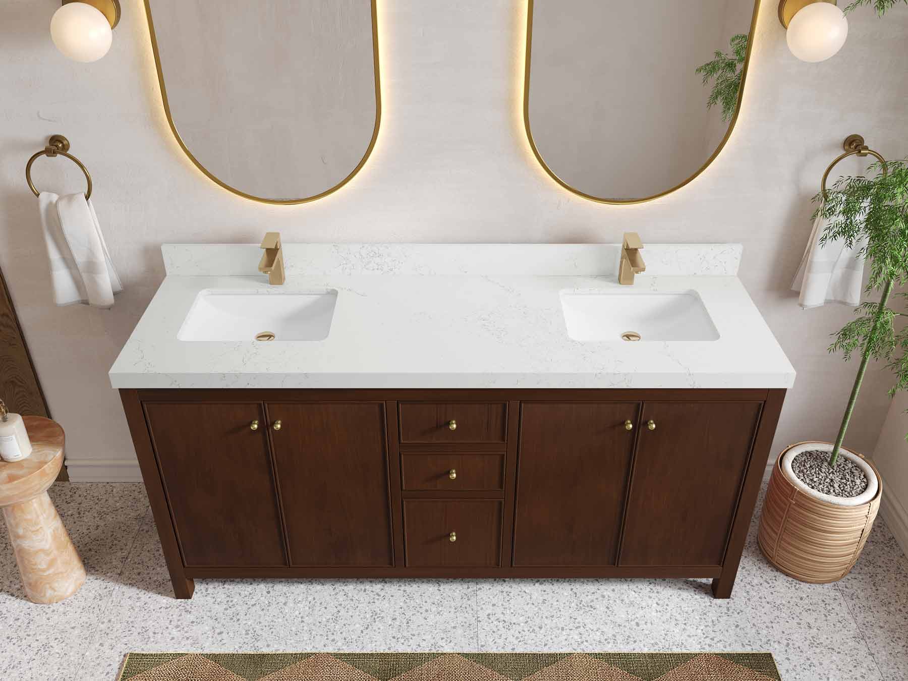 Chicago Teak 72 in. W x 22 in. D Double Sink Bathroom Vanity