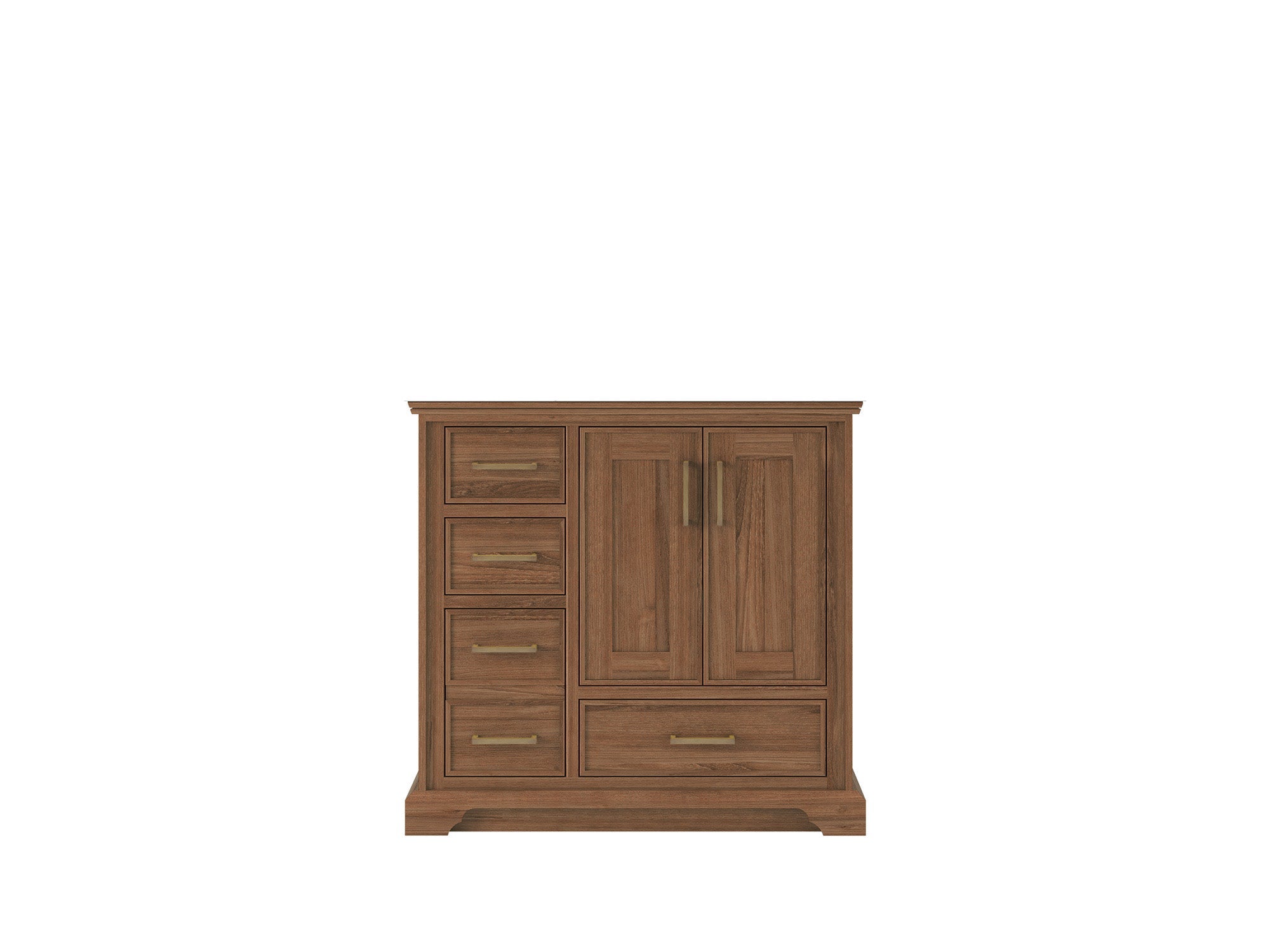 Charlotte Teak 36 in. W x 22 in. D Left Offset Sink Bathroom Vanity in Dark Natural - Cabinet Only